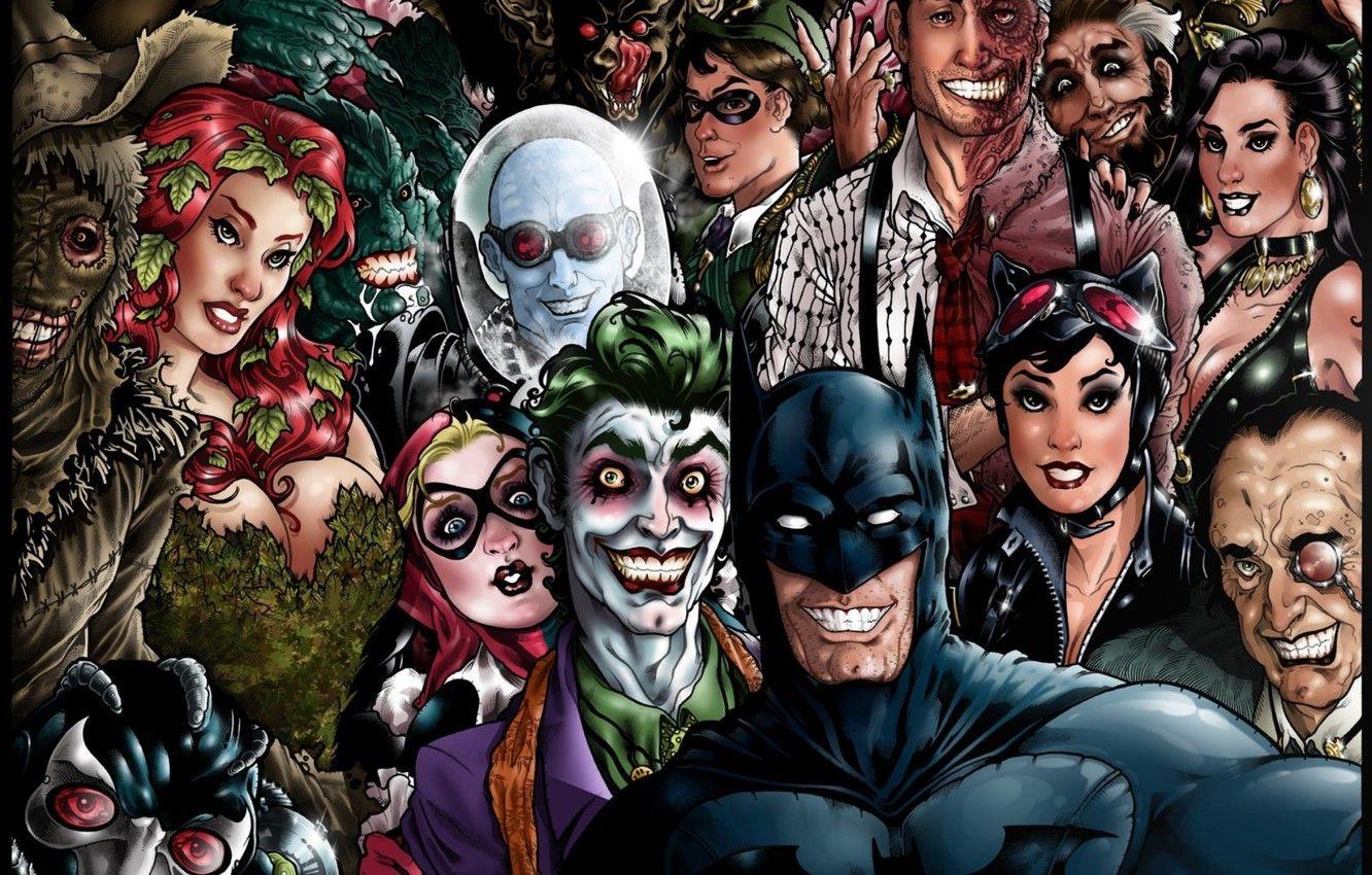 1332x850 Wallpaper Art, Batman, Joker, DC Comics, Catwoman, Harley
