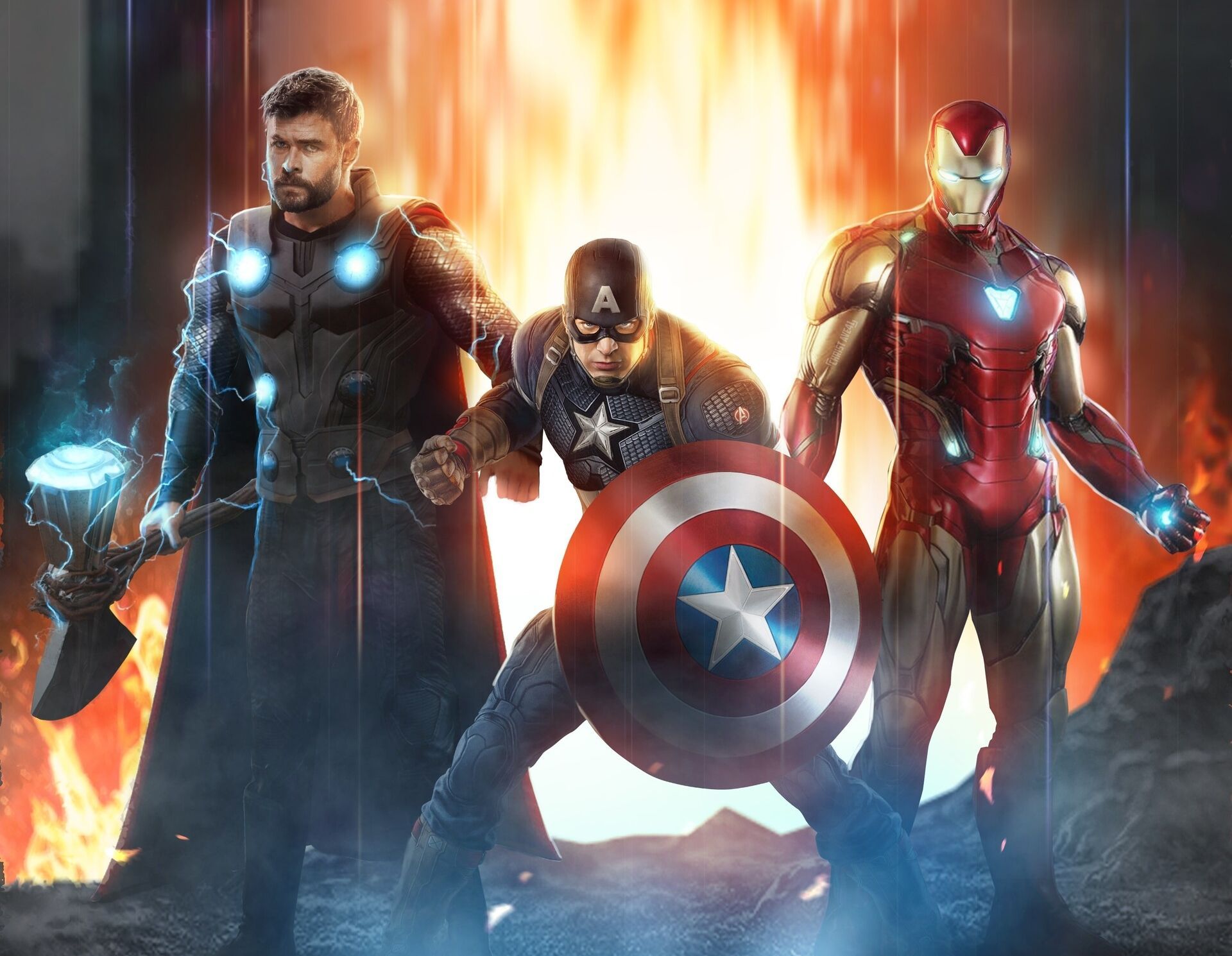 1920x1490 Endgame Heroes Man, Captain America & Thor (HD Wallpaper)