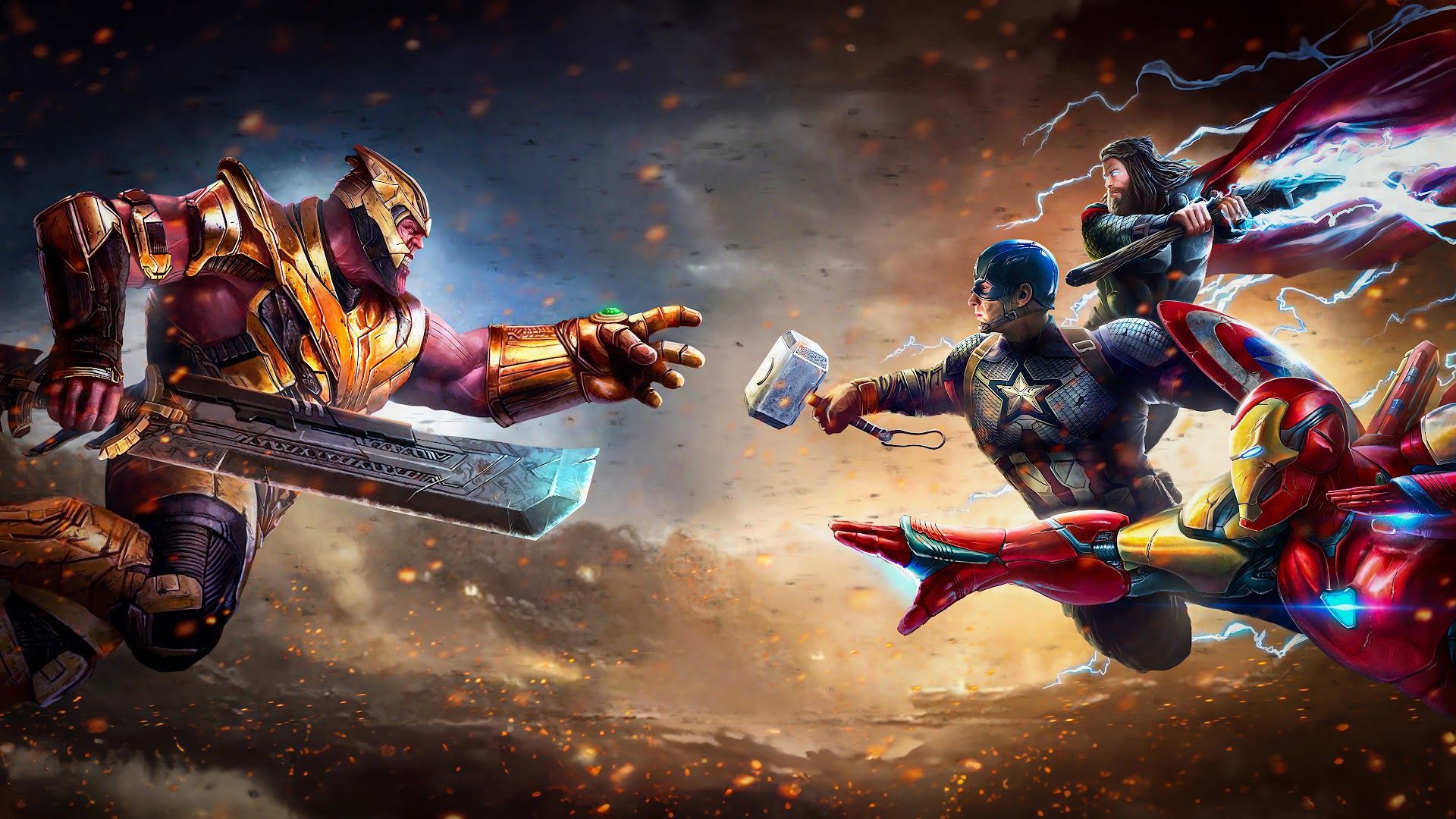 1920x1080 Captain America, Ironman and Thor vs