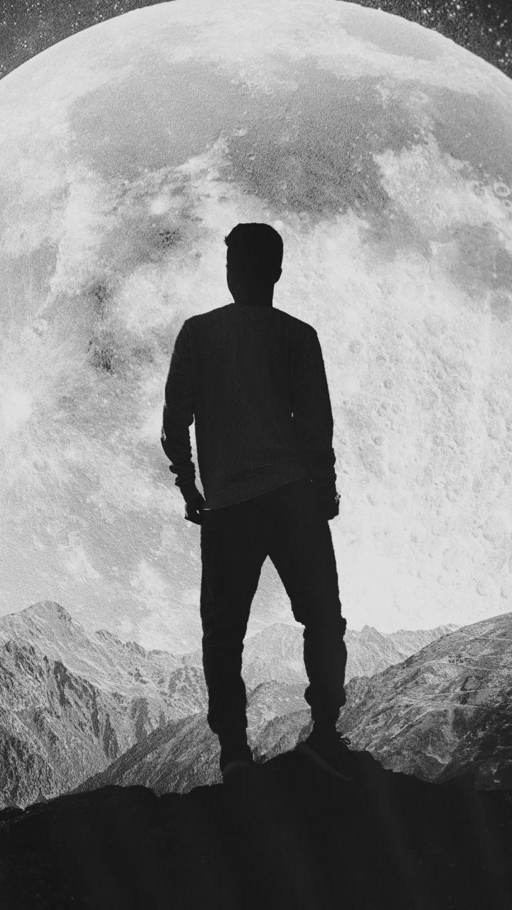 Mặt trăng 720x1280, hình bóng, một mình, nhà thám hiểm, người đàn ông