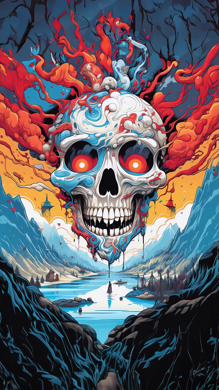 901x1600 IPHONE WALLPAPER 4K SKULL