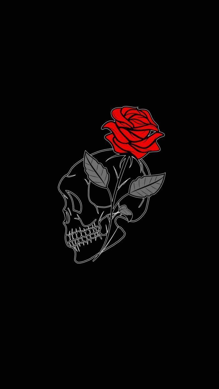 700x1244 Rose Skull iPhone Wallpaper
