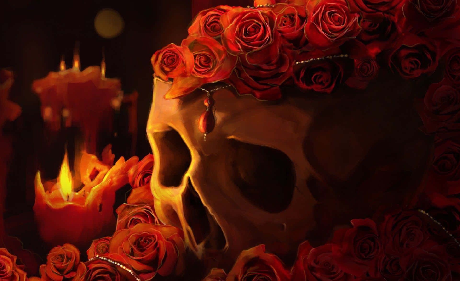 1920x1175 Skulls and Roses Wallpaper