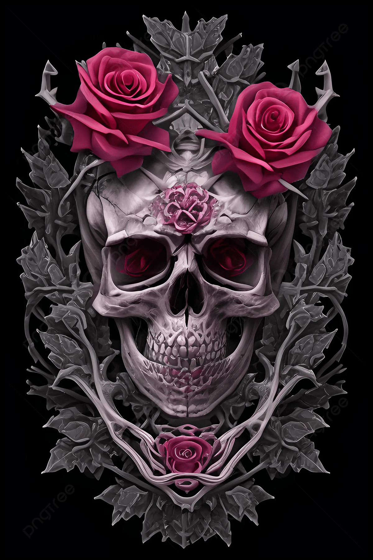 1200x1800 Skeleton And Rose Background Image, HD