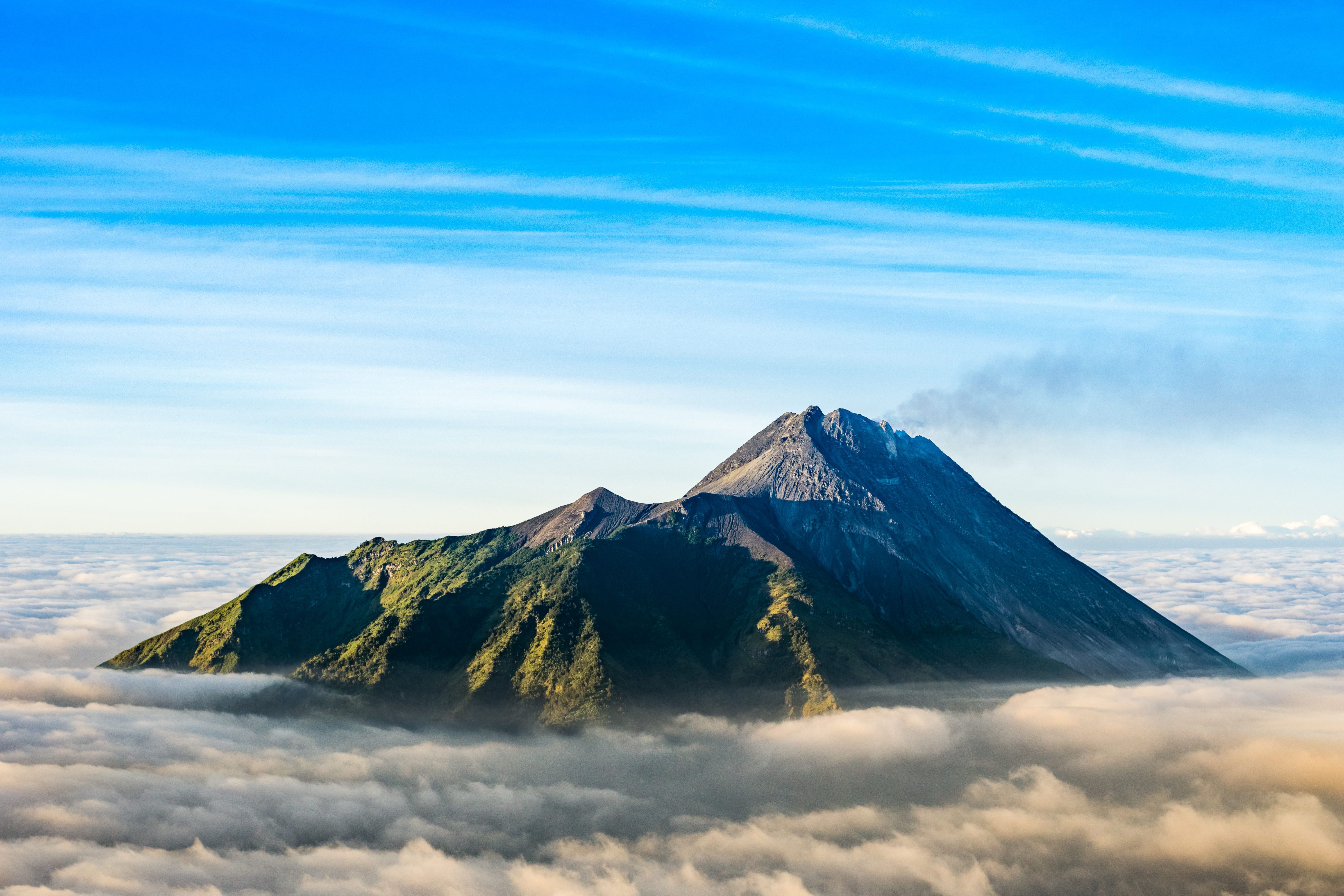 5968x3979 HD wallpaper: Mount Merapi taken From