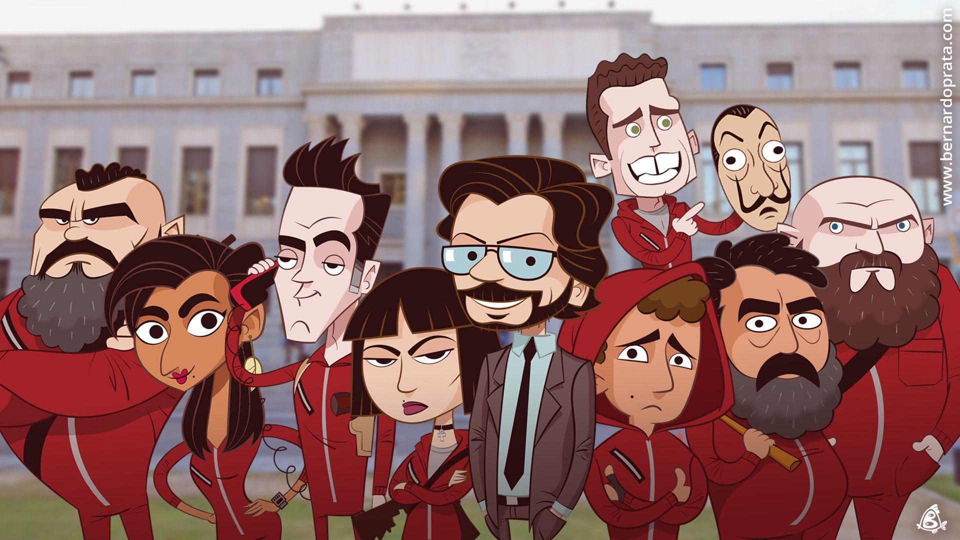 1920x1080 Money Heist cartoon version Wallpaper Full HD