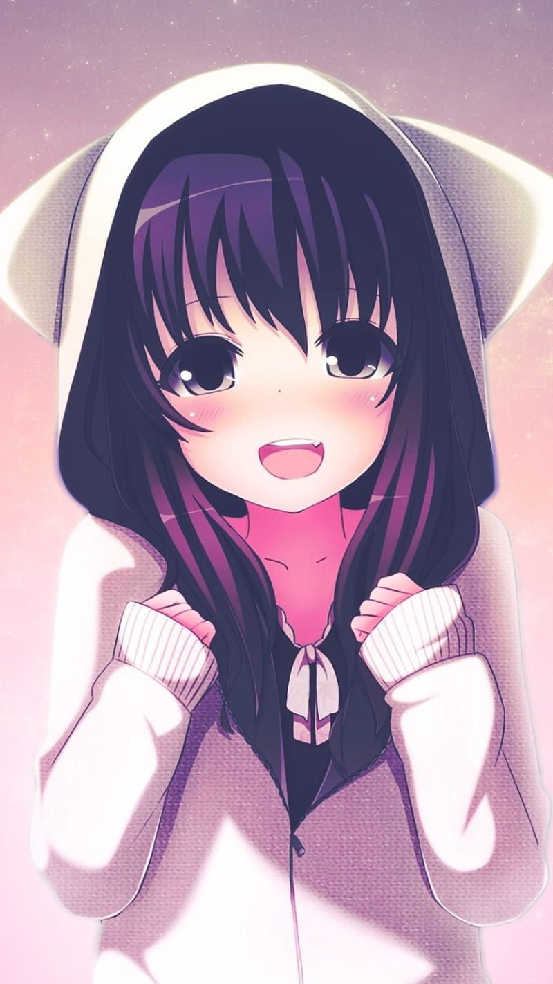 800x1422 Cute anime girl, pink, kawaii, HD phone
