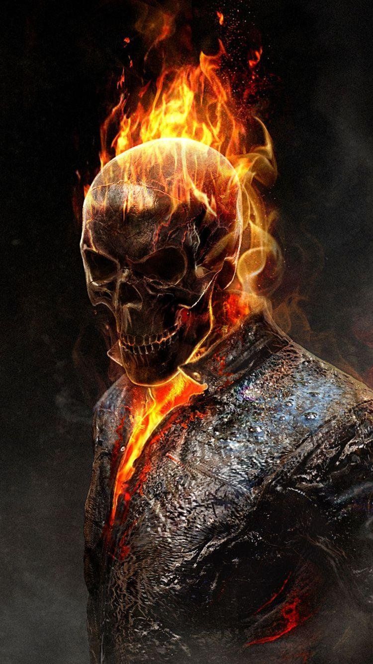 750x1334 Skeleton Fire Wallpaper