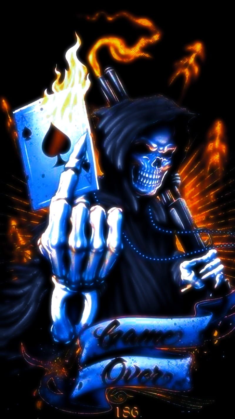800x1422 skull, fire, HD phone wallpaper