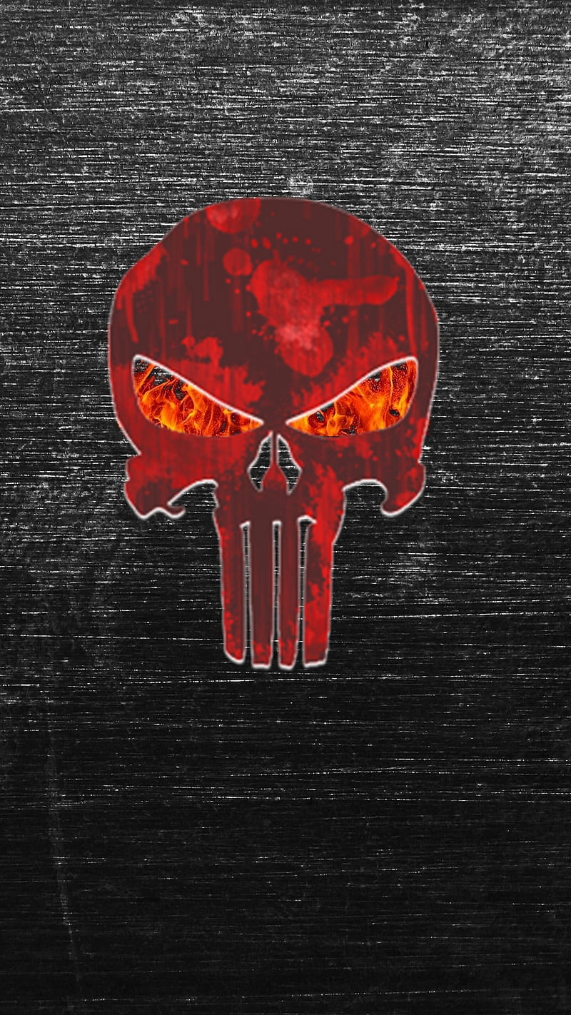800x1422 Punisher, eye, fire, red, skull, HD