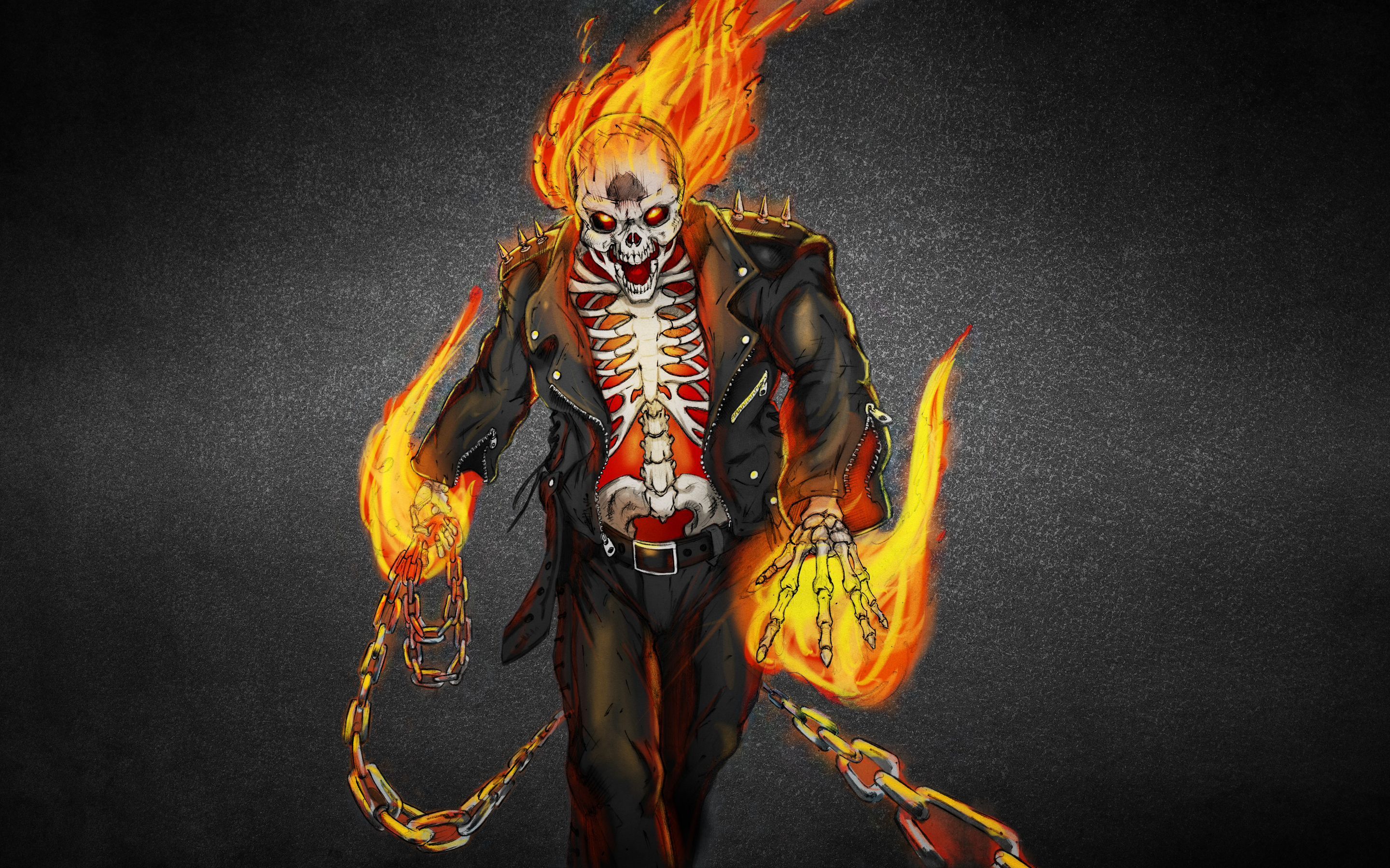 2880x1800 HD desktop wallpaper: Fire, Ghost Rider