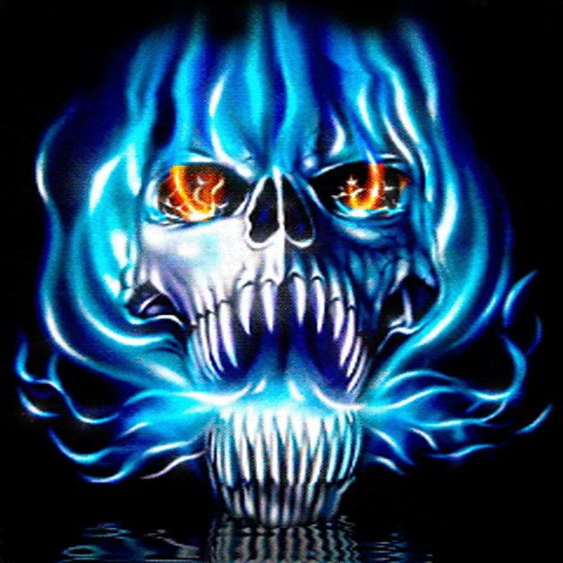 1920x1920 Download Cold Blue Fire Skull Wallpaper