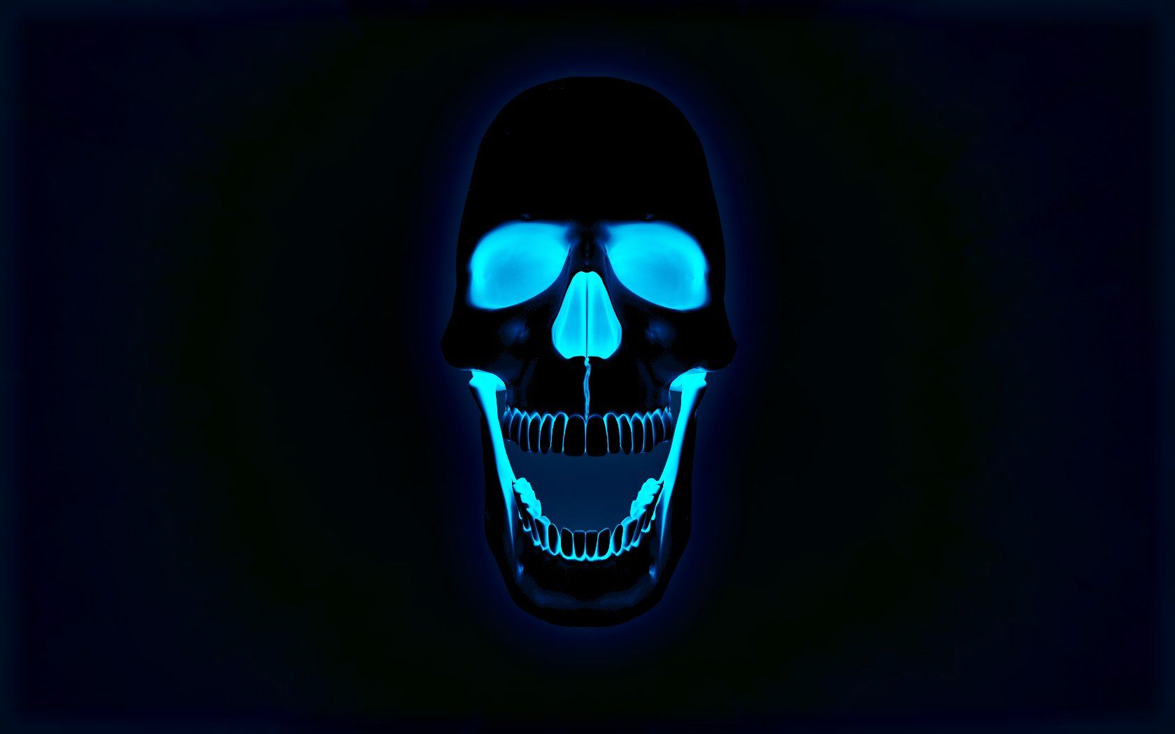 1680x1050 Dark Skull HD Wallpaper: A Haunting Glow