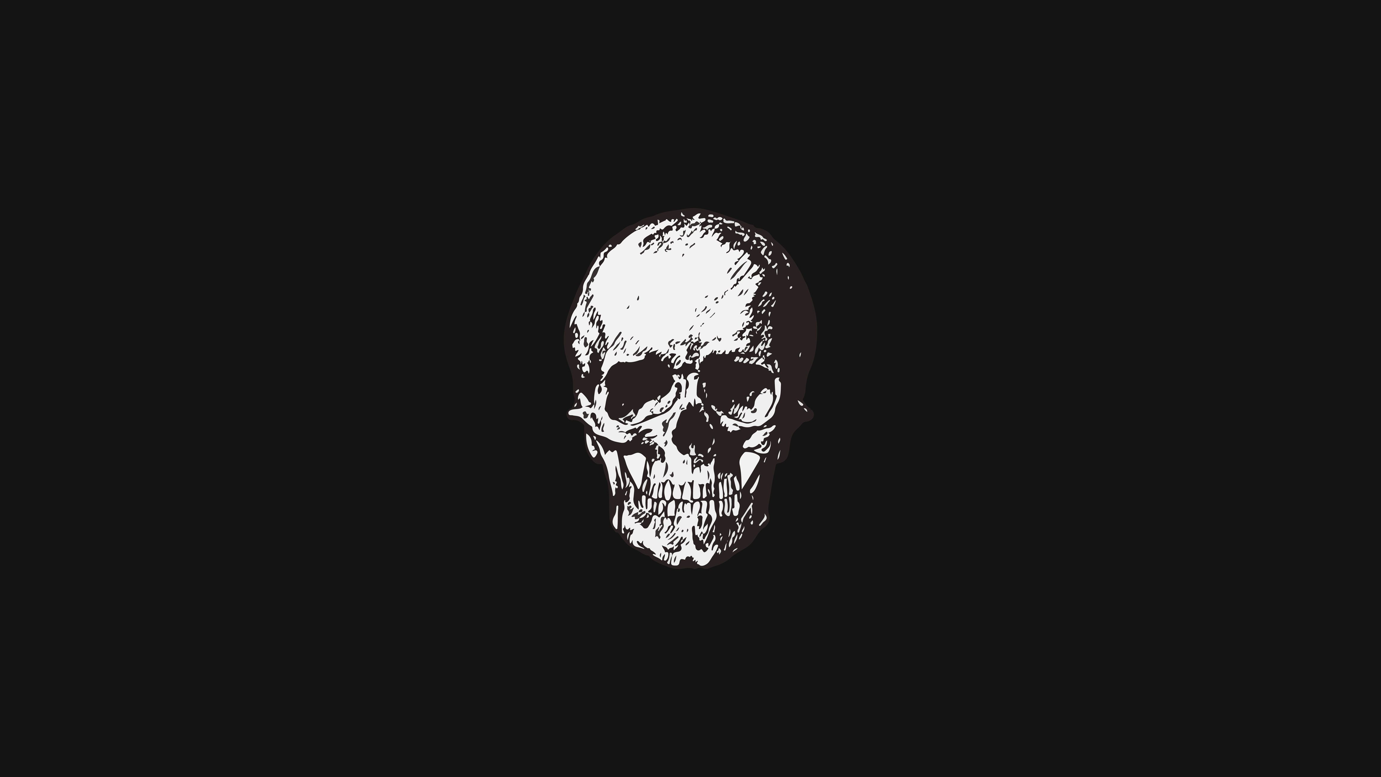 4608x2592 Wallpaper simple, skull, minimalism, sake, black background, black background, Minimalism for mobile and desktop, section минимализм, resolution 4608x2592