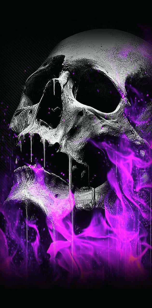 630x1280 Download A Skull With Purple Smoke On