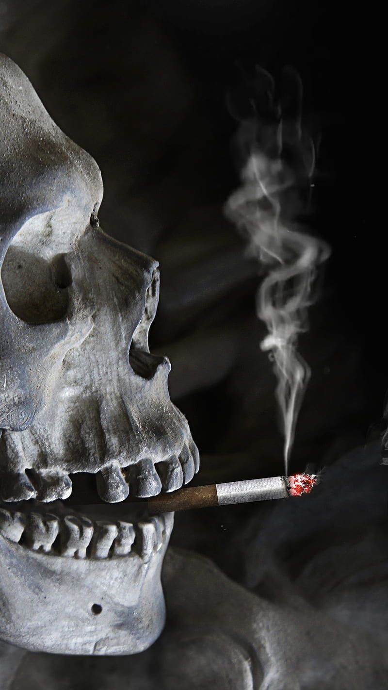 800x1422 skull, smoke, HD phone wallpaper