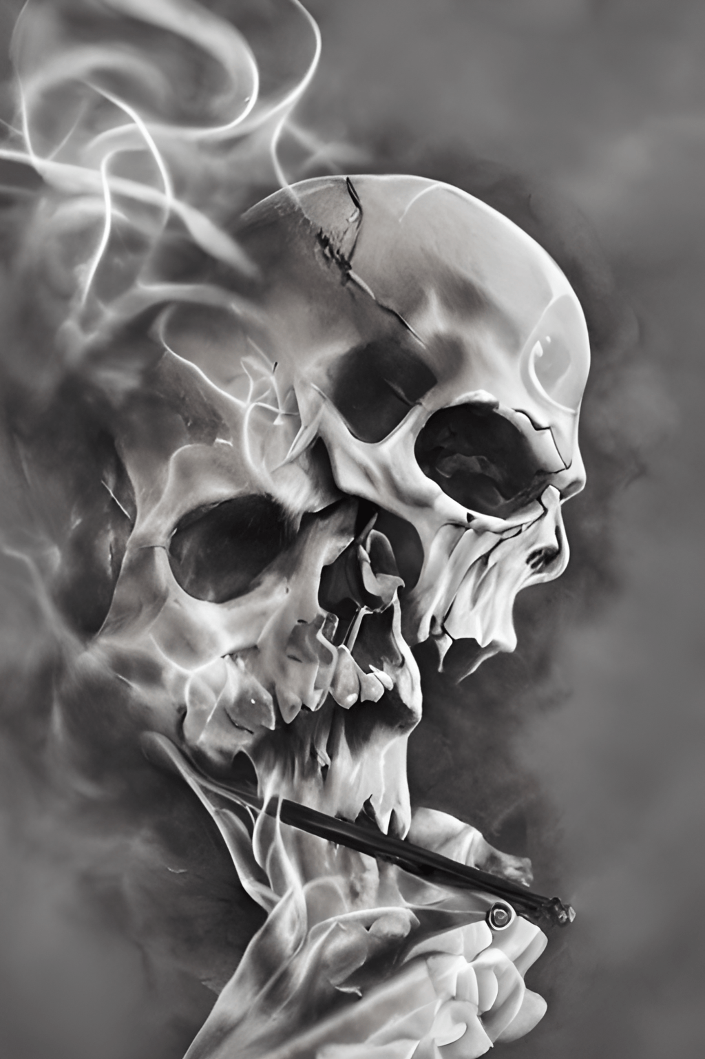 1024x1538 Hyper Realistic Fantasy Smoking Skull
