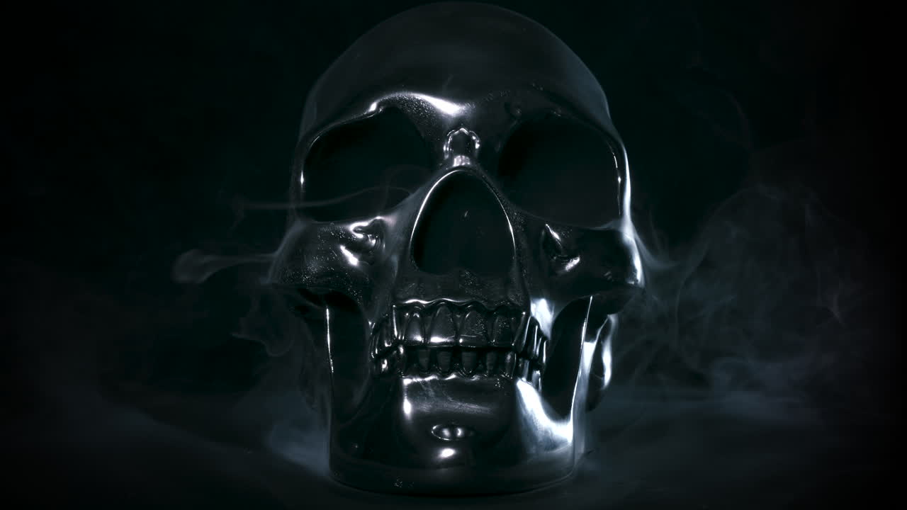 1280x720 Metal silver skull rotating