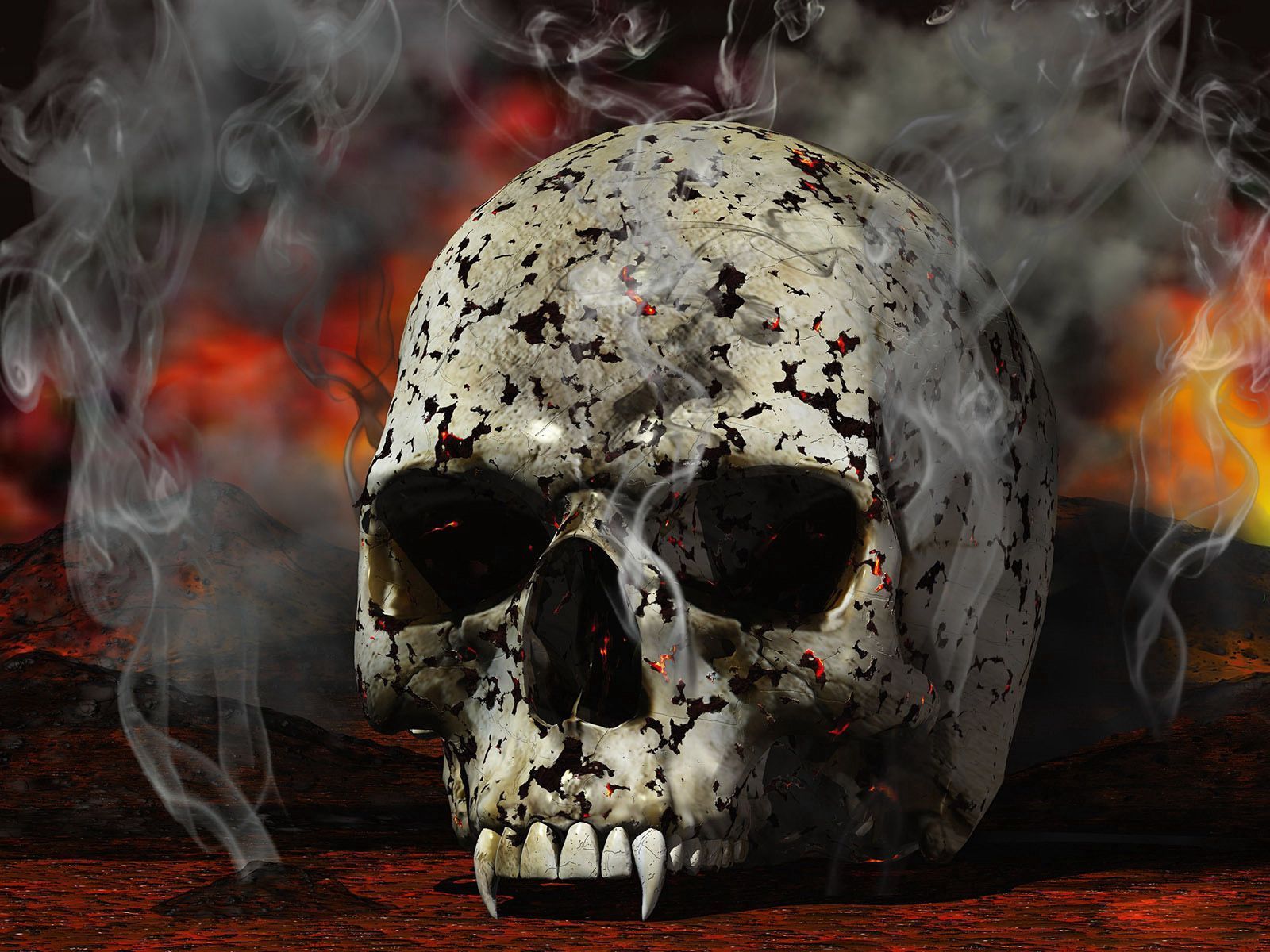 1600x1200 HD desktop wallpaper: Smoke, Skull, 3D