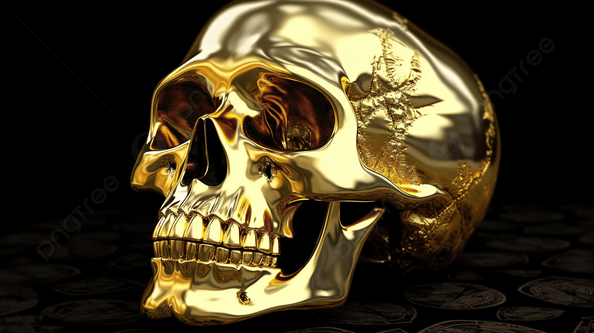 1200x673 Gold Skull HD Wallpaper Background, 3D