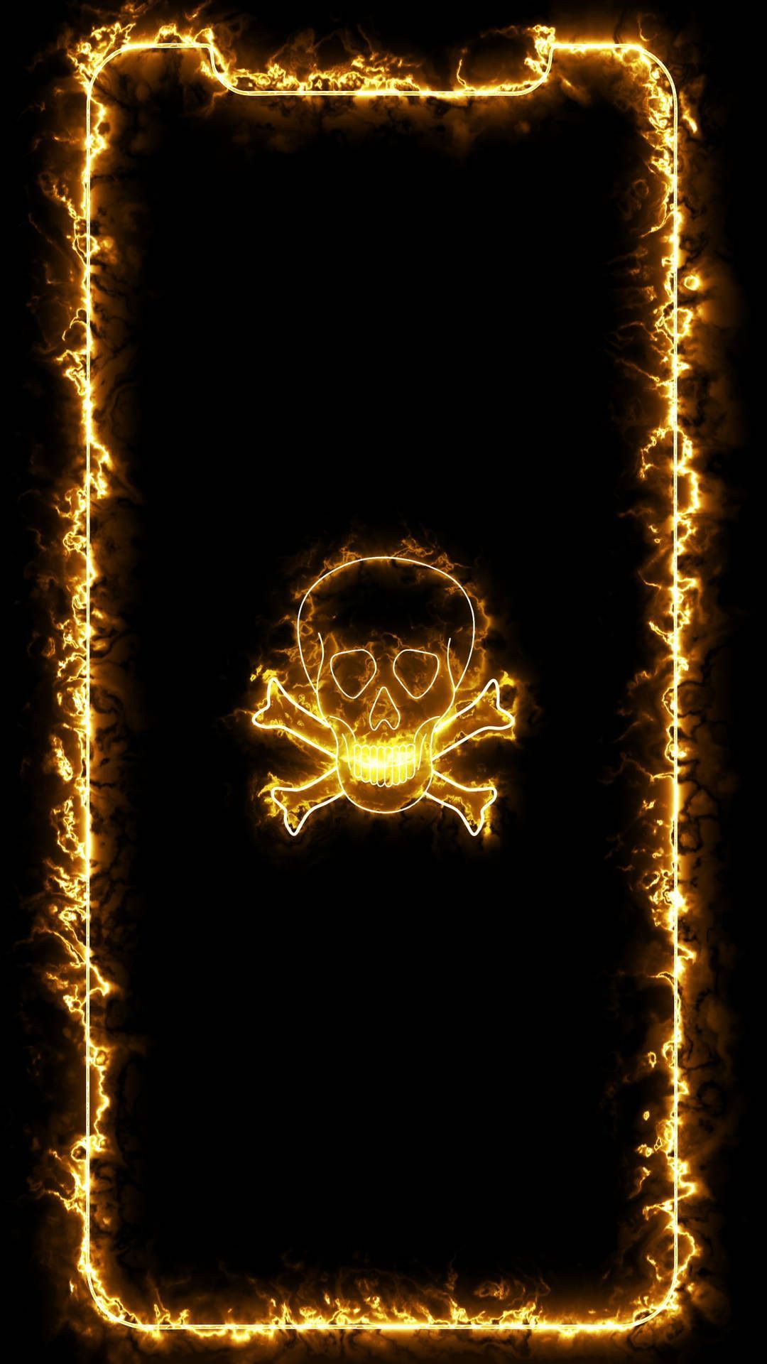 1080x1920 Download Gold Skull Neon Aesthetic
