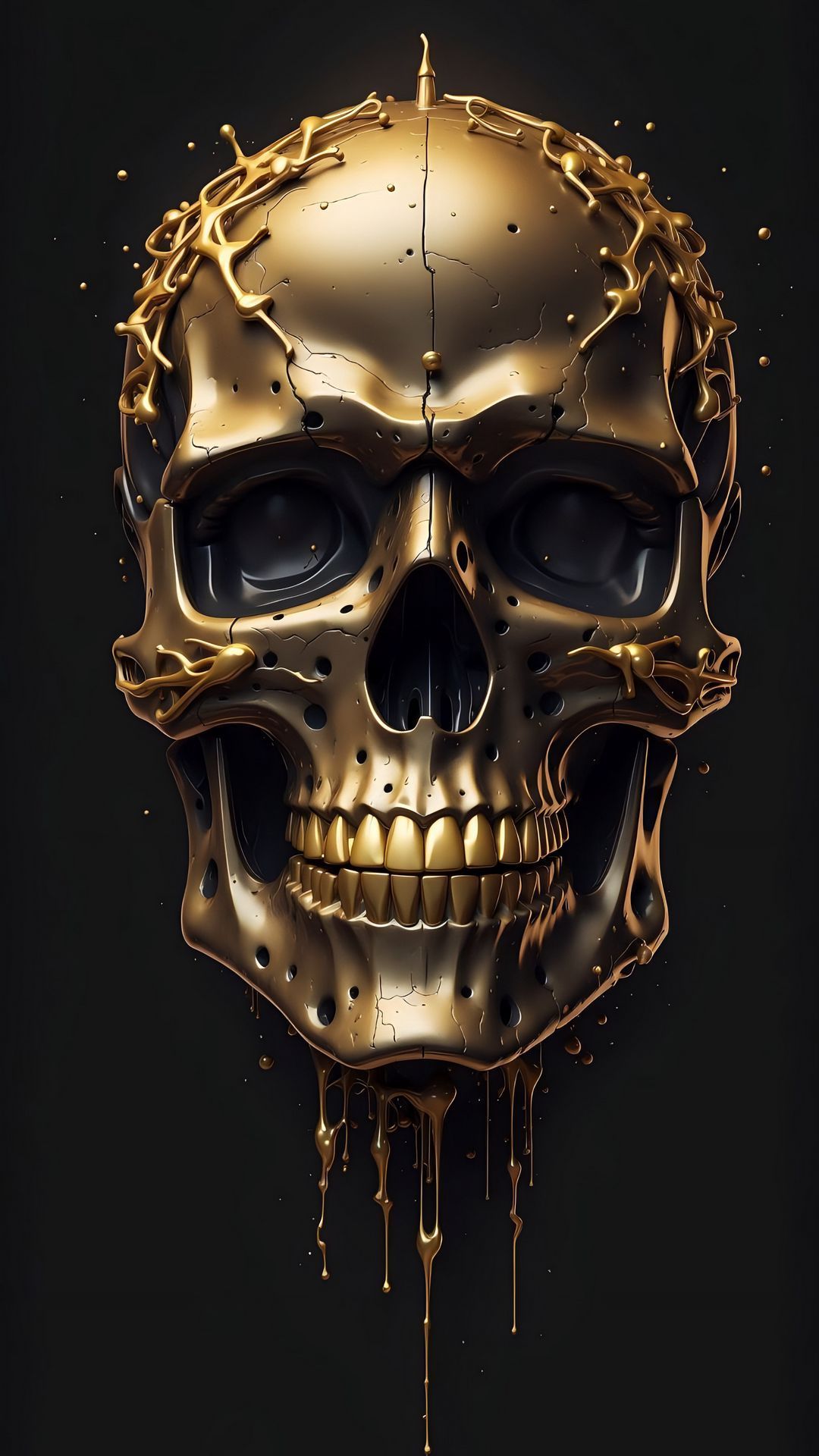 1080x1920 Wallpaper dangerous, skull, golden
