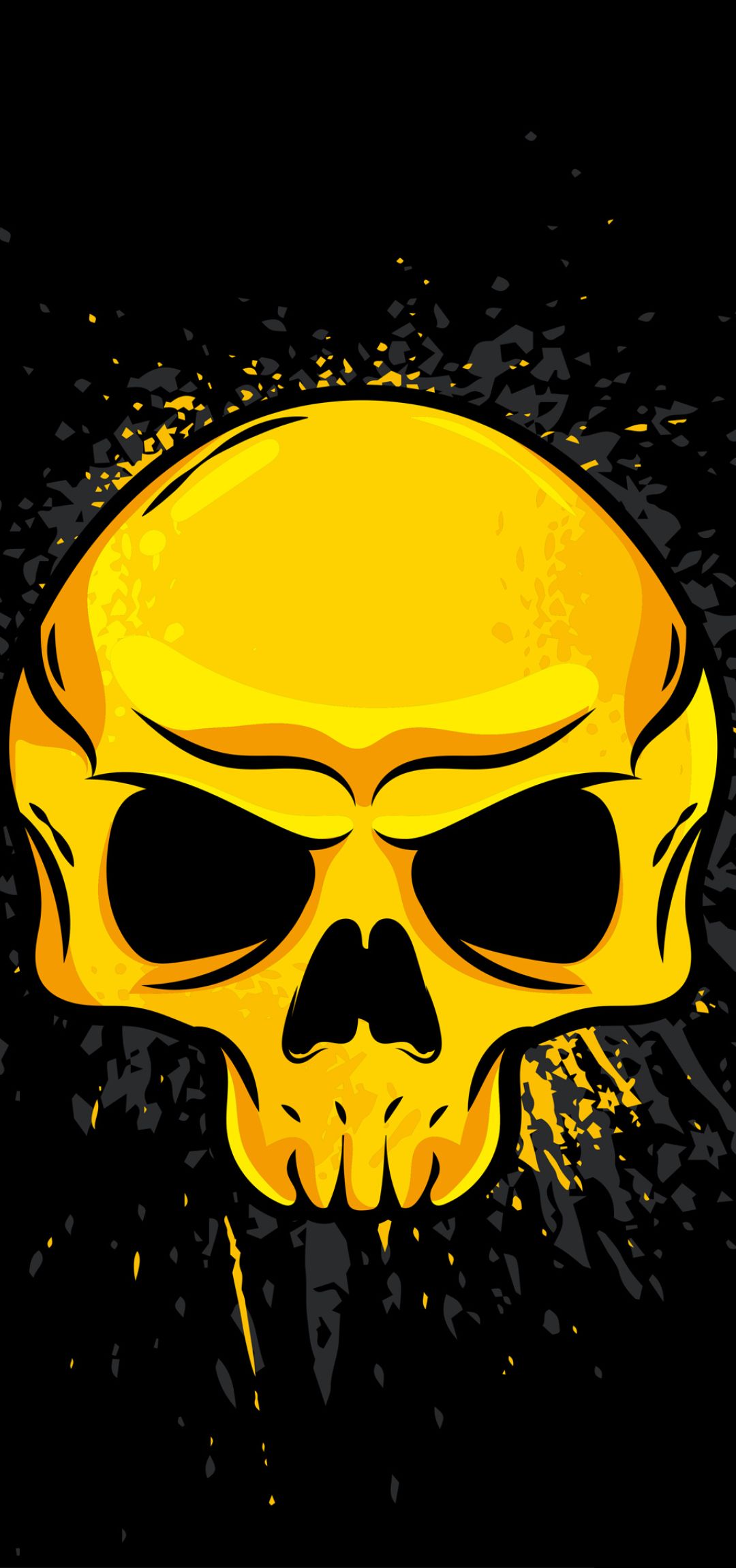 1080x2300 Resolution 4K Gold Skull