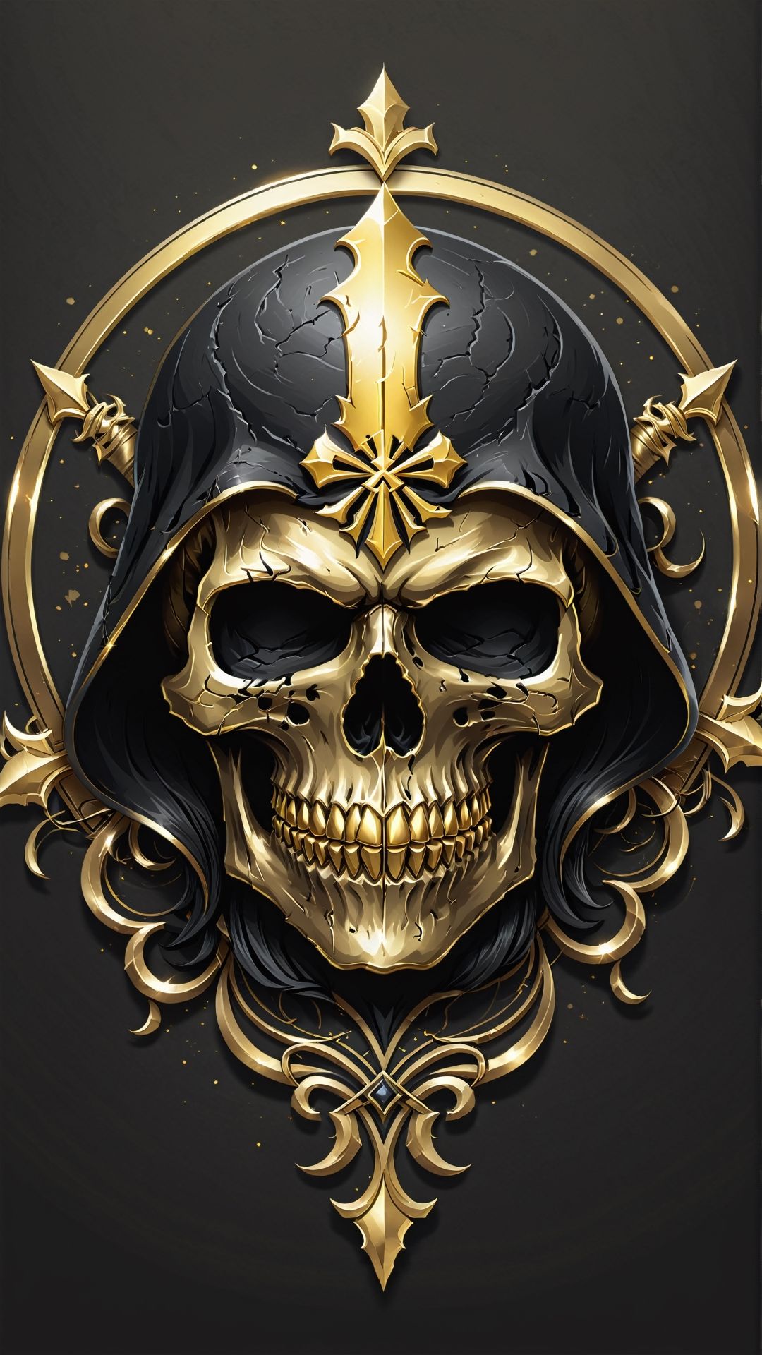1080x1920 black and gold skull logo to c. image