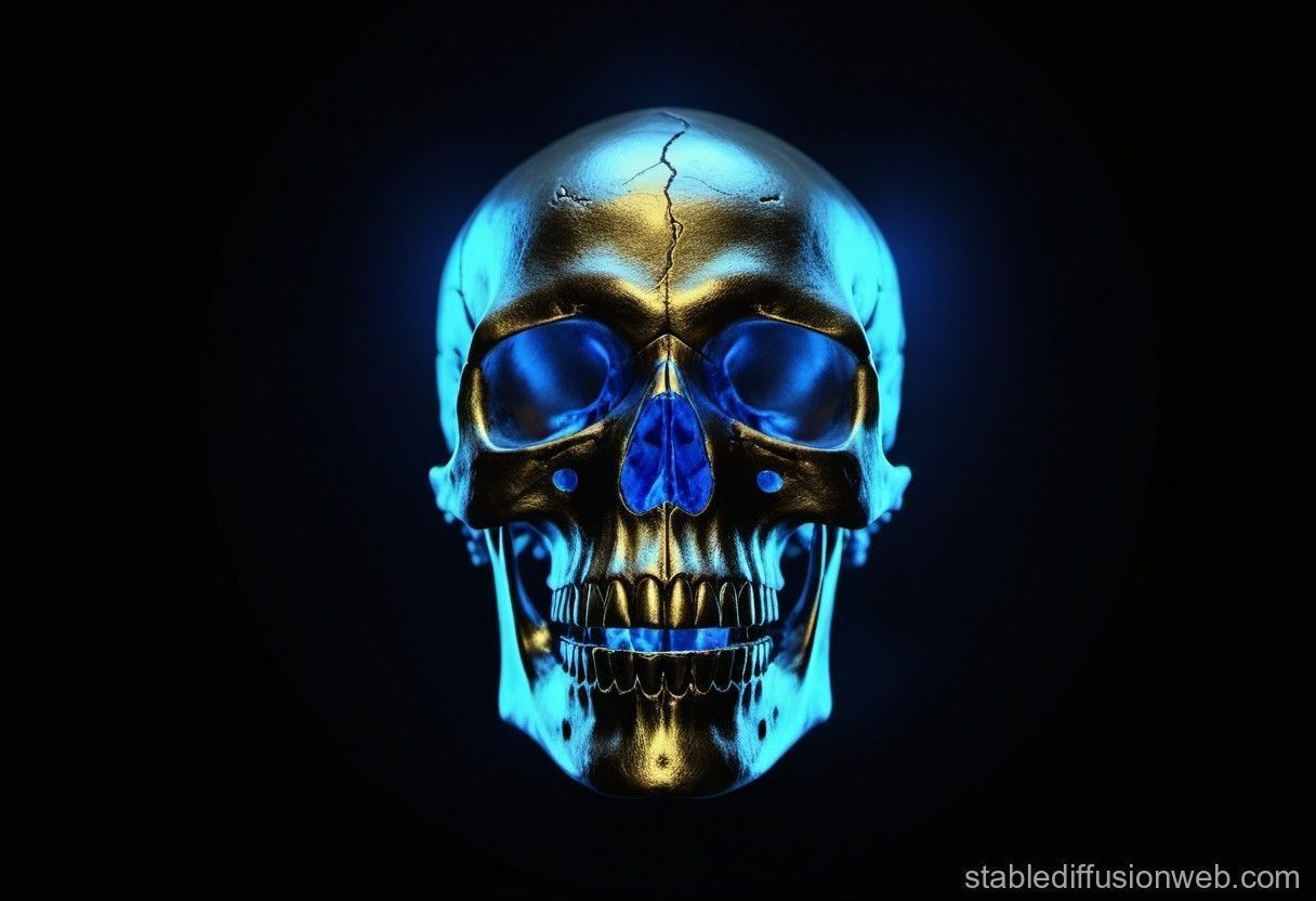 1216x832 Golden Skull in Blue Light. Stable