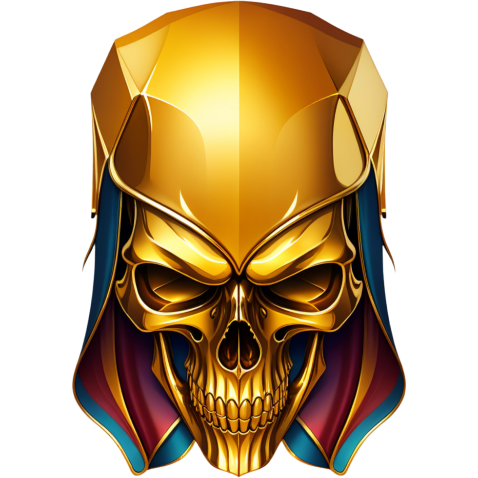 980x980 Realistic golden skull shirt design. AI