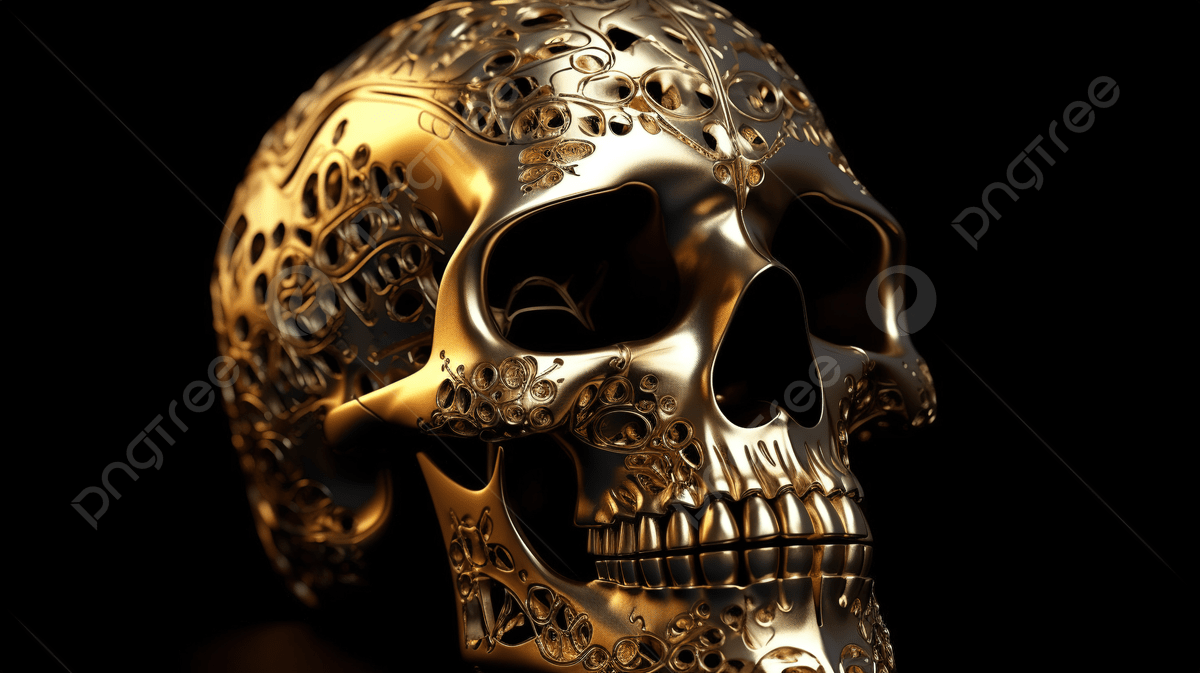 1200x673 Golden Skull In 3D Rendering Symbolizes