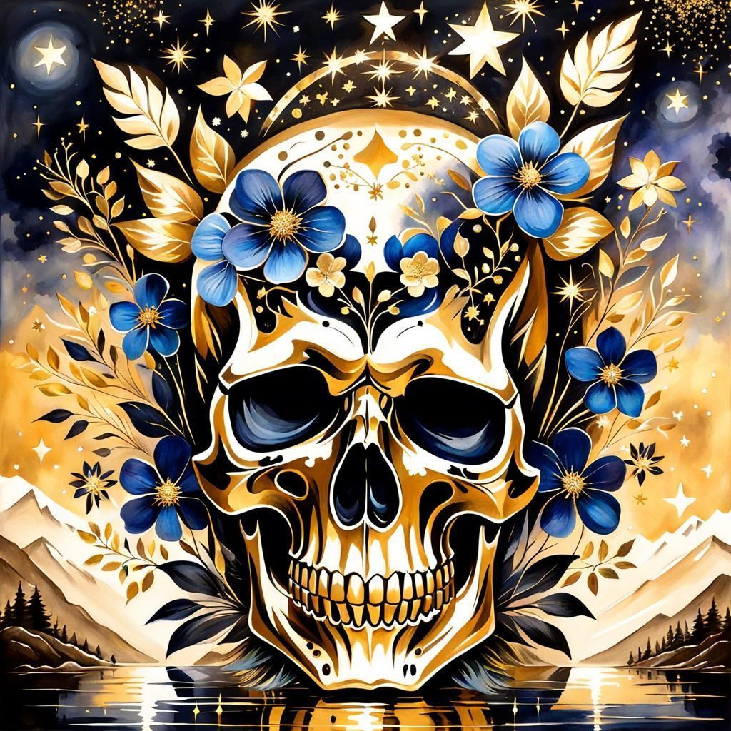1024x1024 Golden Skull Generated Artwork