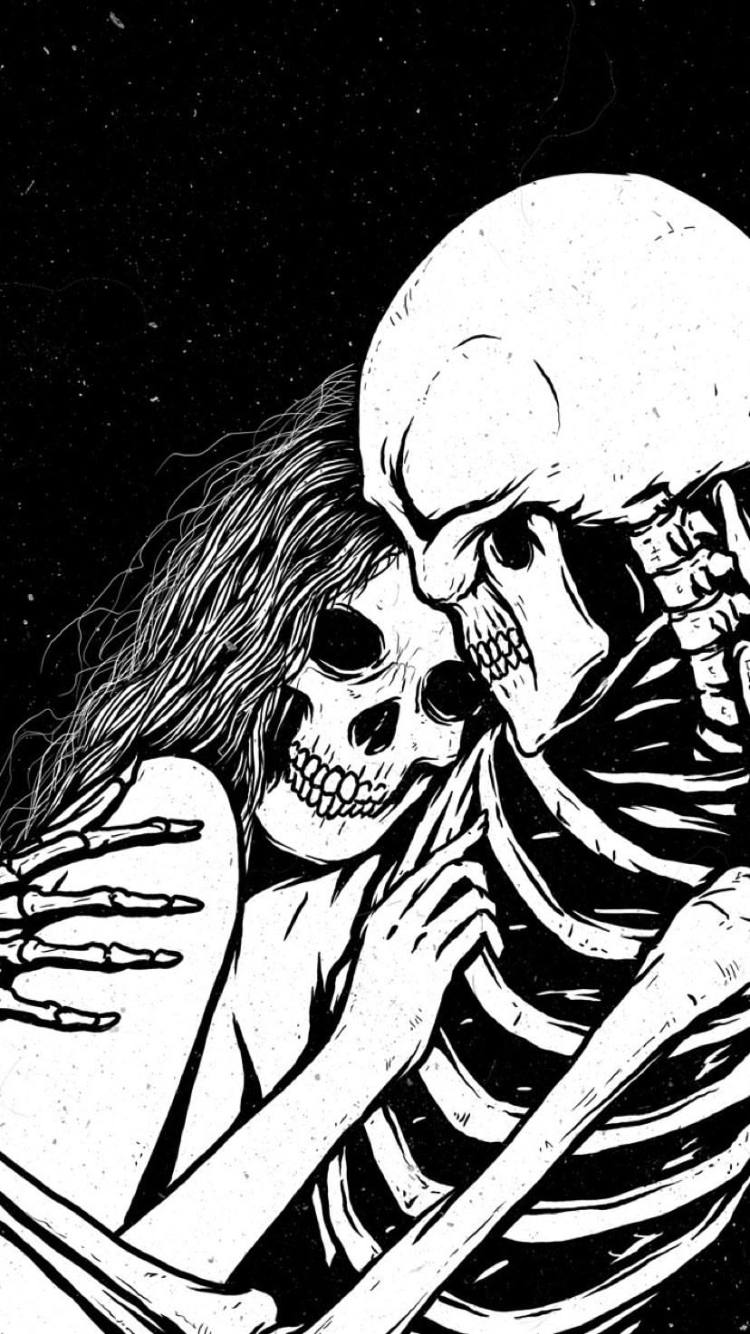 750x1334 Skull Love Wallpaper