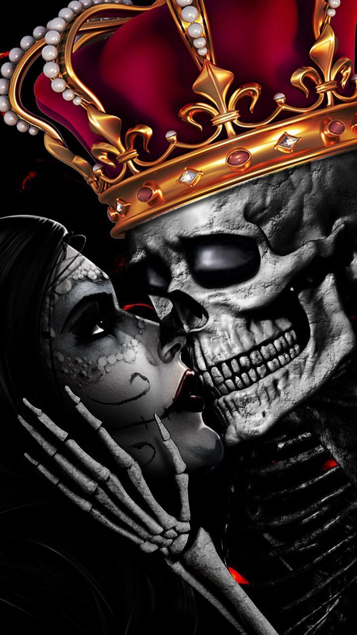 720x1280 Skull Kiss Wallpaper