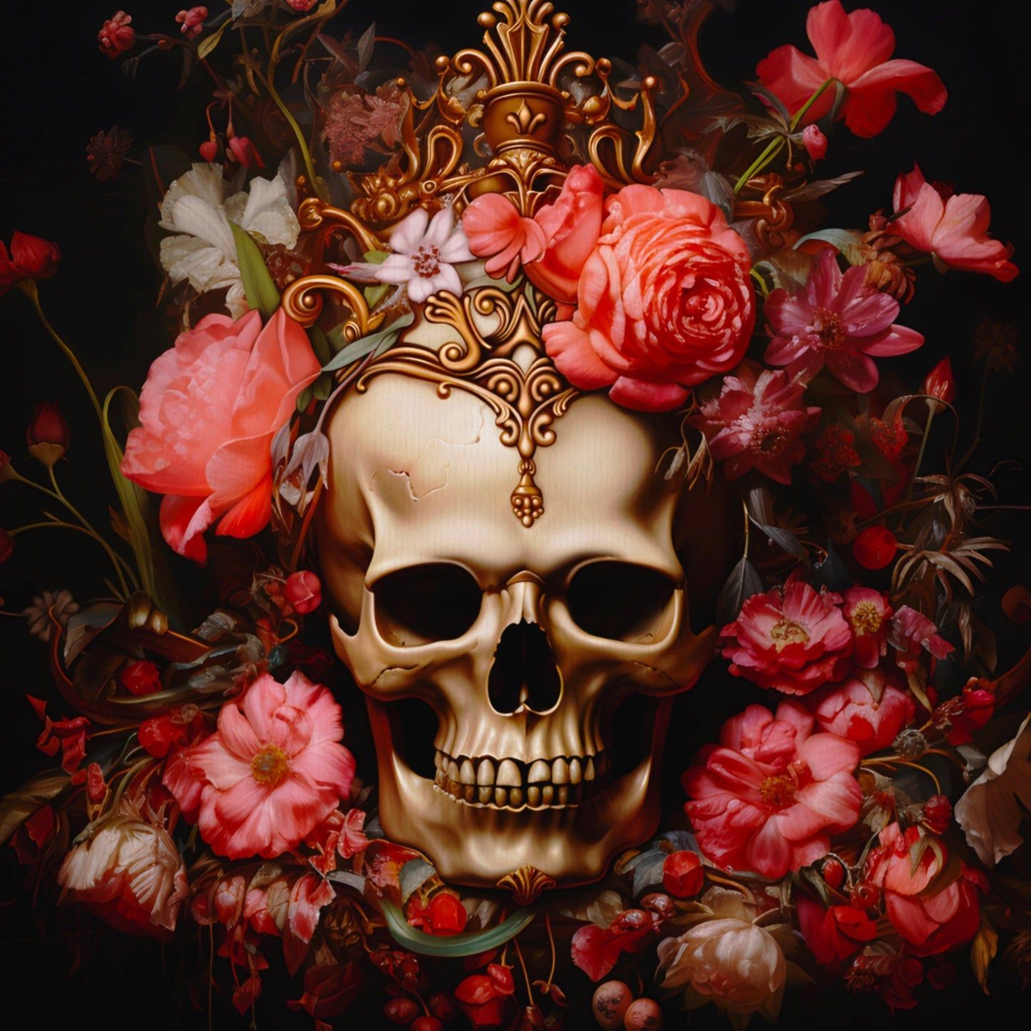 1445x1445 Golden Crown and Pink Flowers