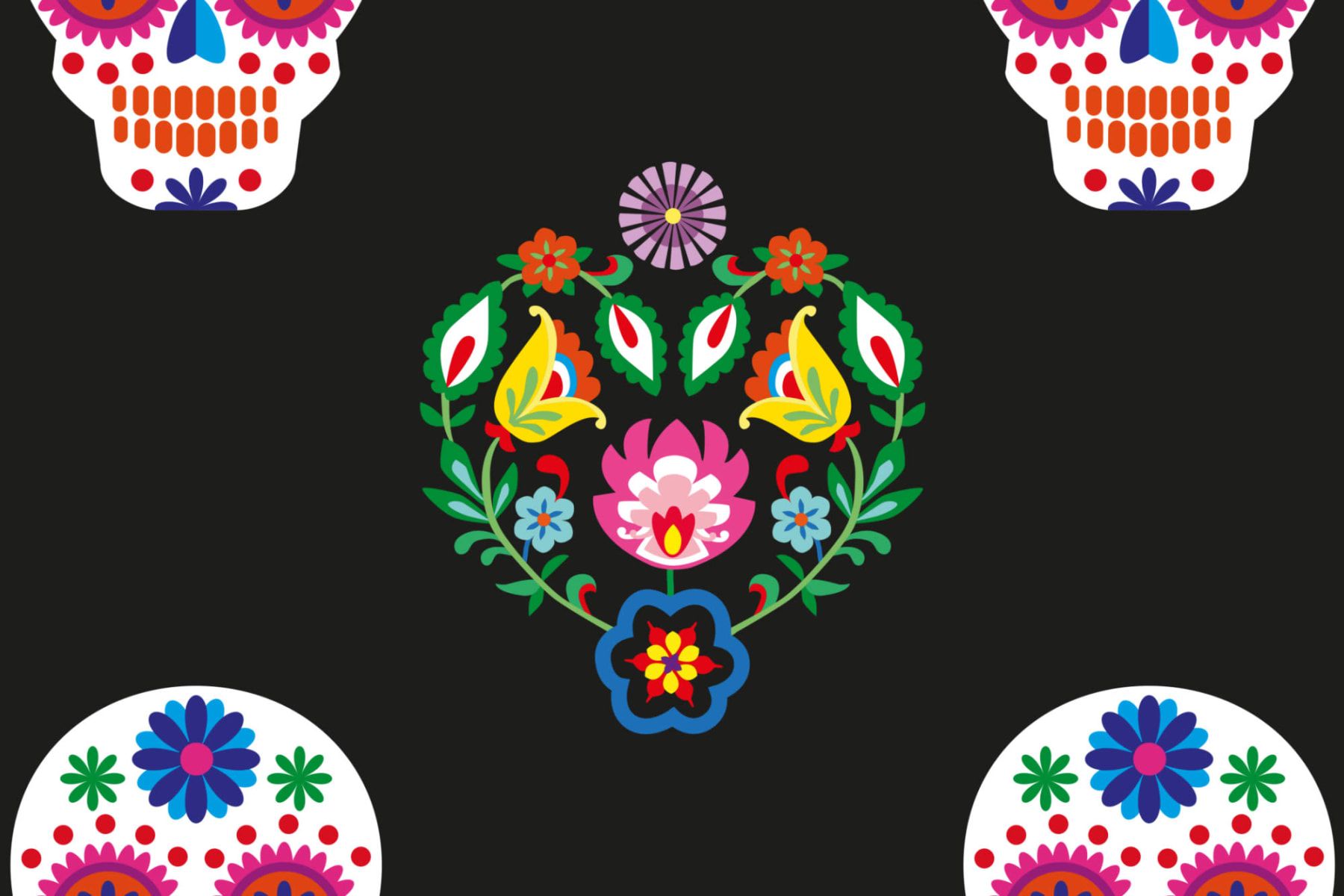 1800x1200 Skull Floral Pattern Wallpaper