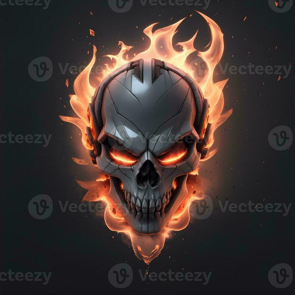 980x980 head skull fire mascot and esport
