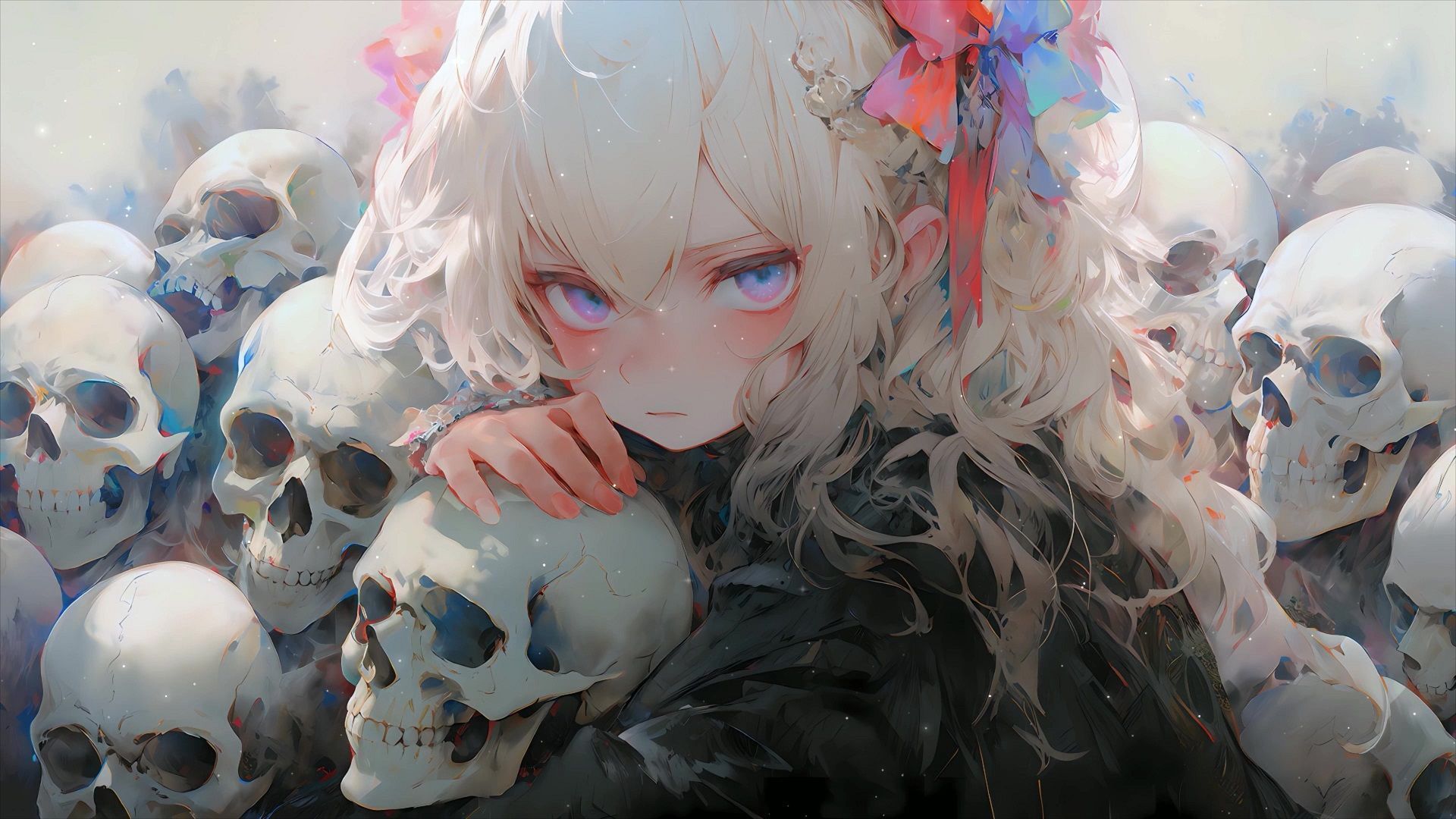 1920x1080 Anime Girl Skulls Live Wallpaper