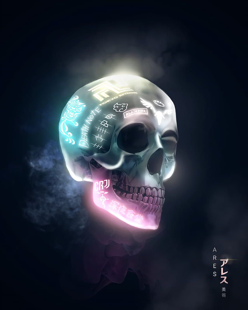 850x1063 Skull, art, skull, hop, anime HD phone