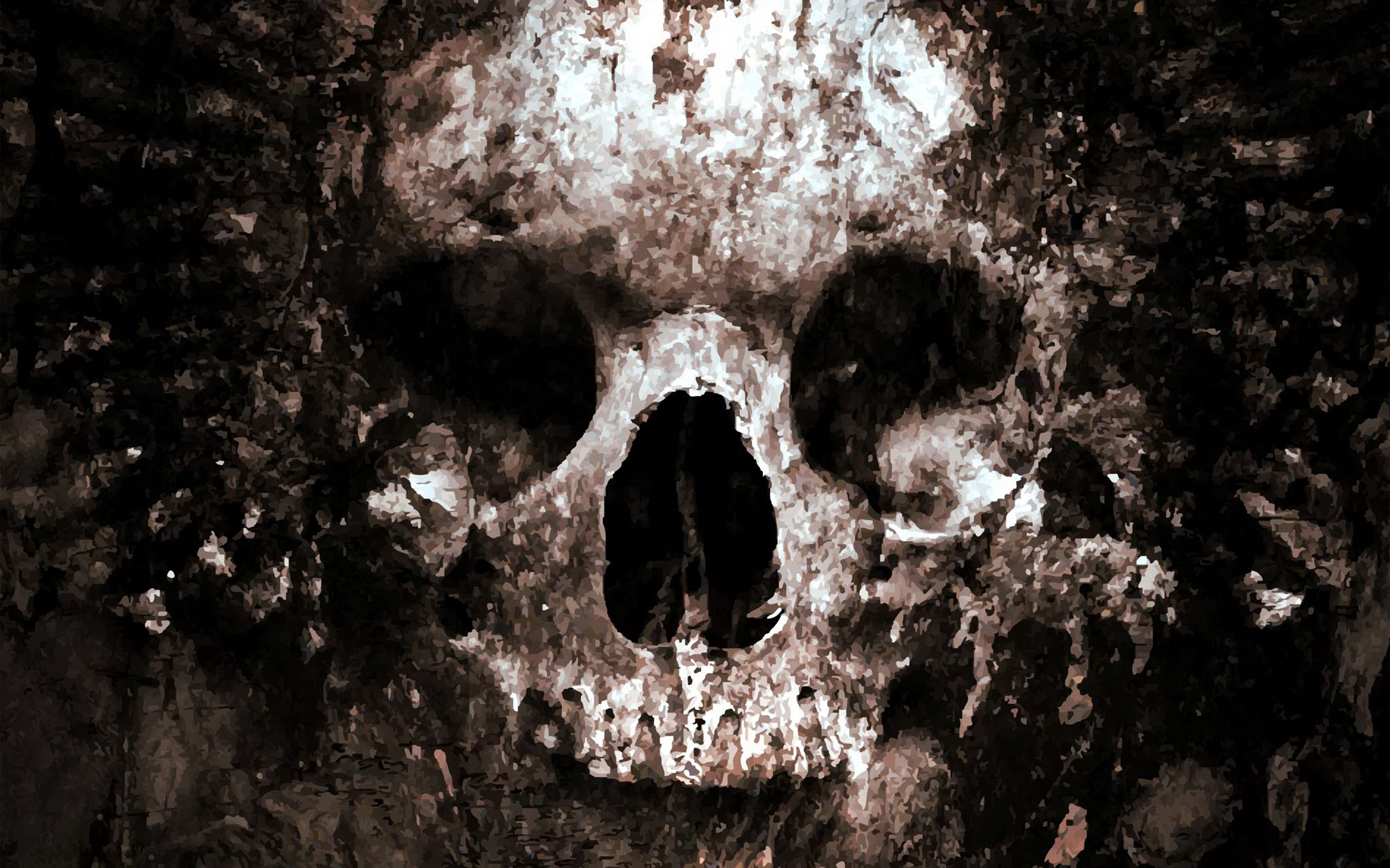3840x2400 Skull Face Ark Paint Illustration Art