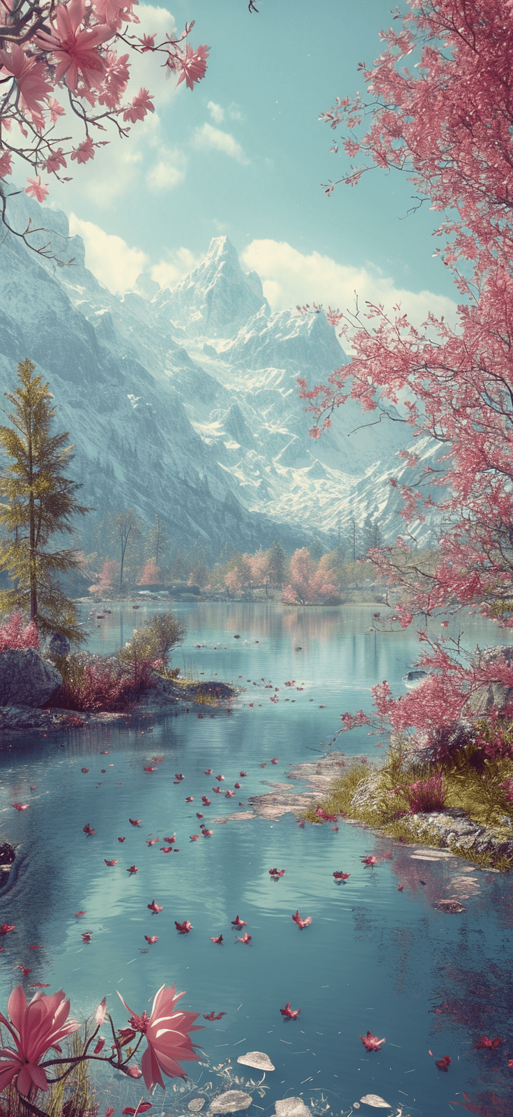 736x1600 Flowing Landscape Wallpaper