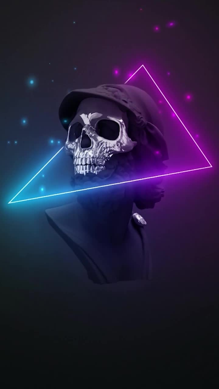 720x1280 Live Phone Skull Neon Minimal Wallpaper