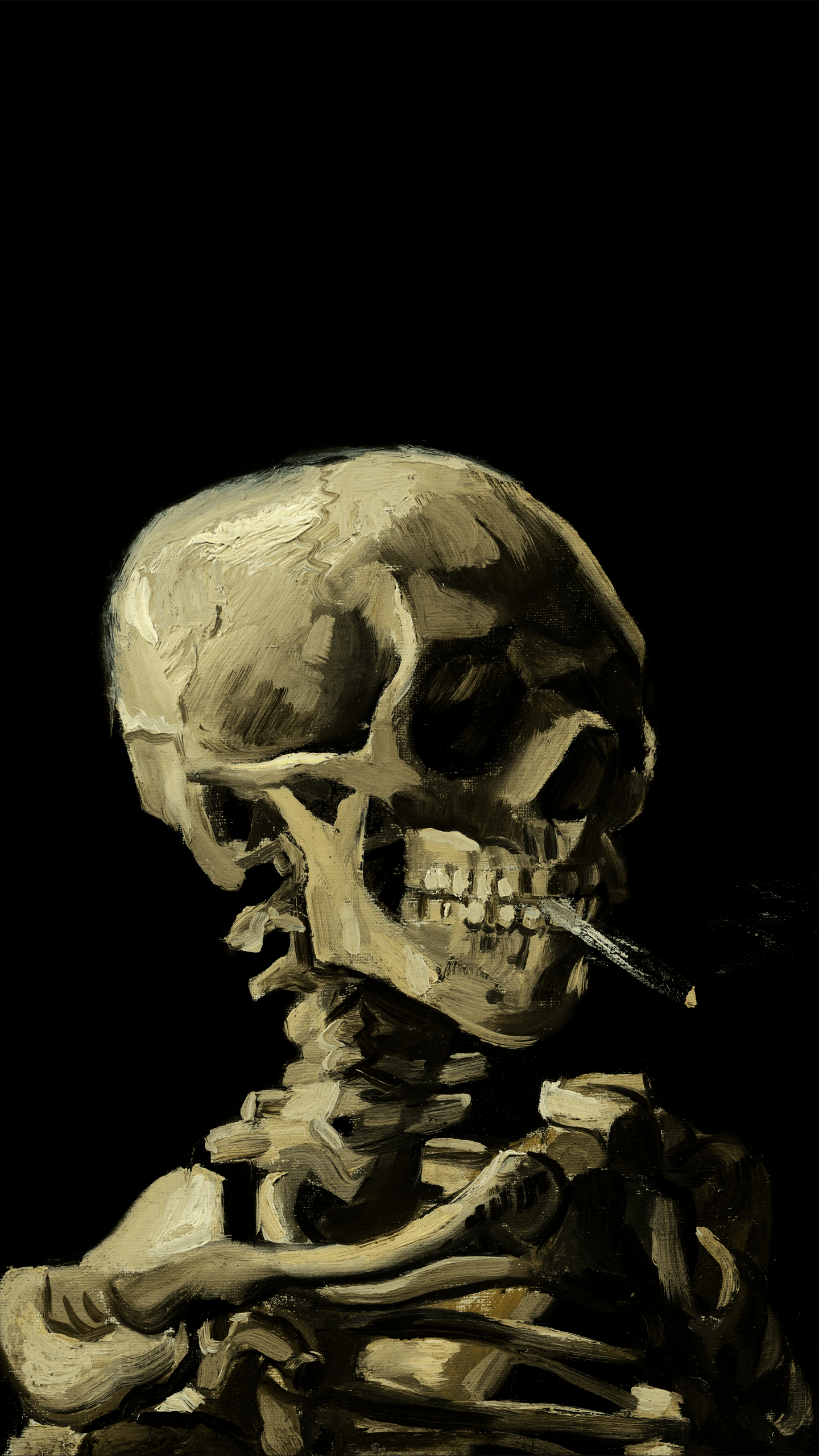 1440x2560 a Skeleton with Burning Cigarette