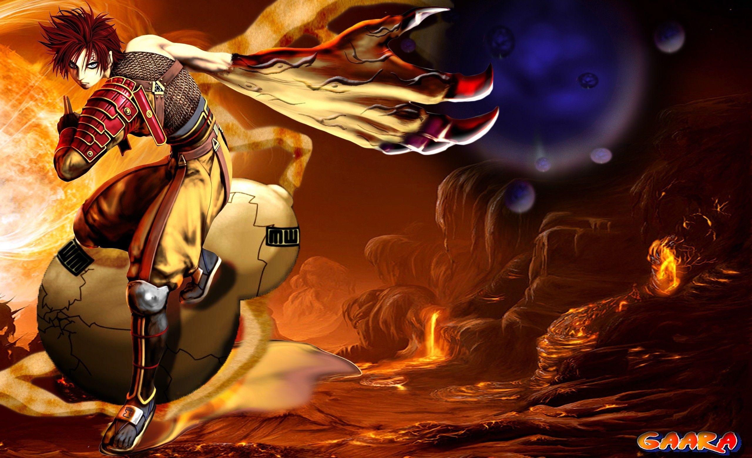 2560x1560 Wallpaper moon, love, game, Naruto, green eyes, desert, war, anime for mobile and desktop, section сёнэн, resolution 2560x1560
