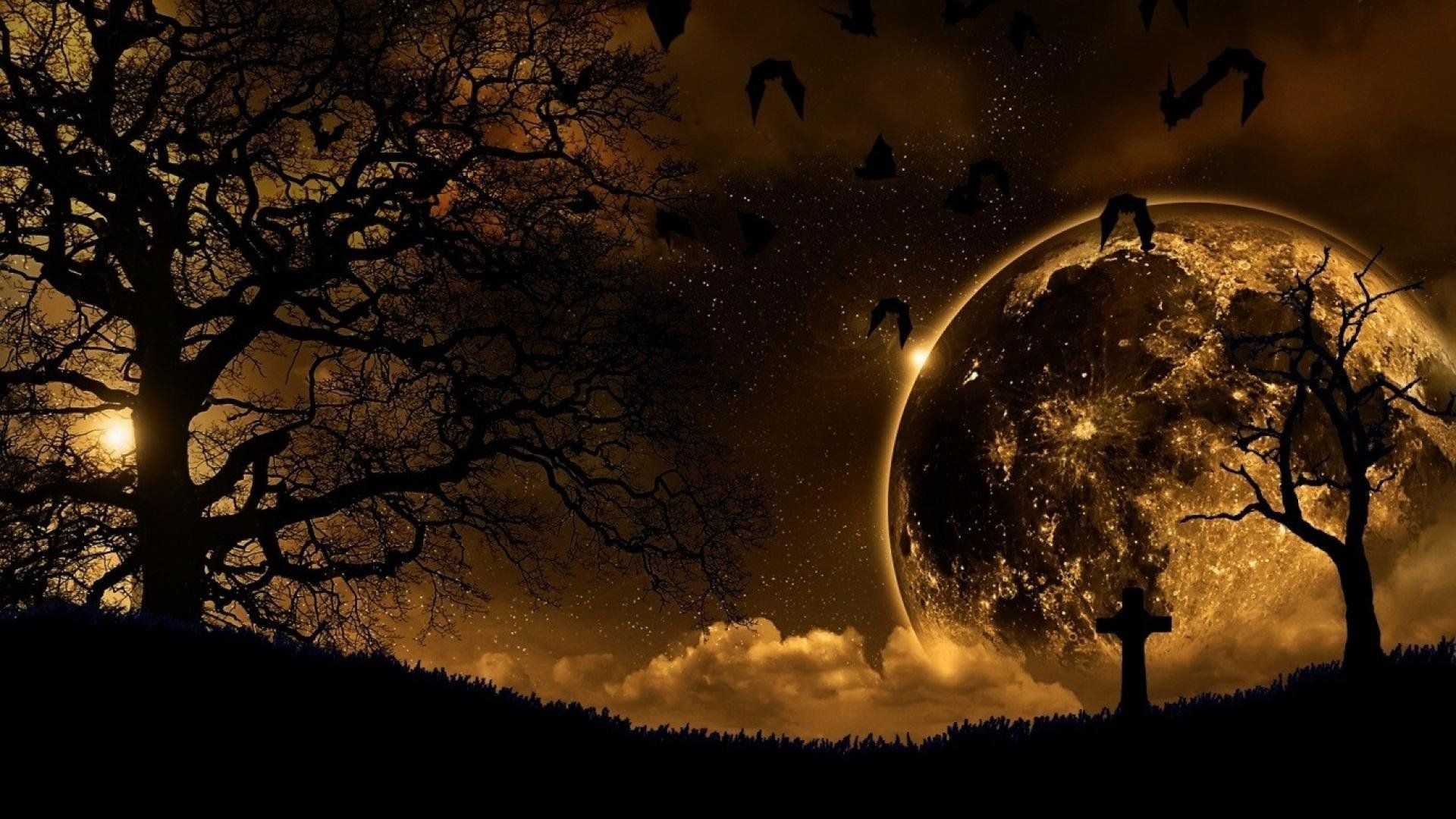 1920x1080 Dark Fantasy Moonlit Landscape HD Wallpaper