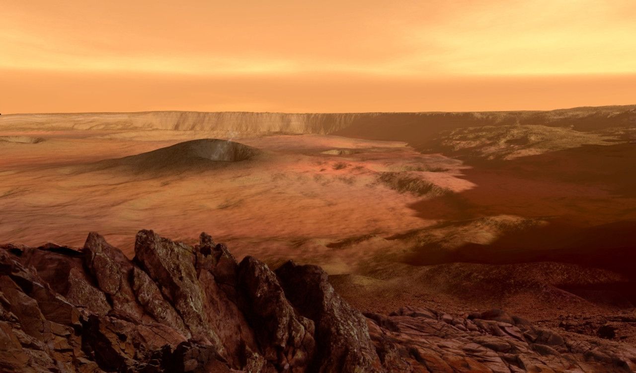1280x750 caldera of Olympus Mons on Mars