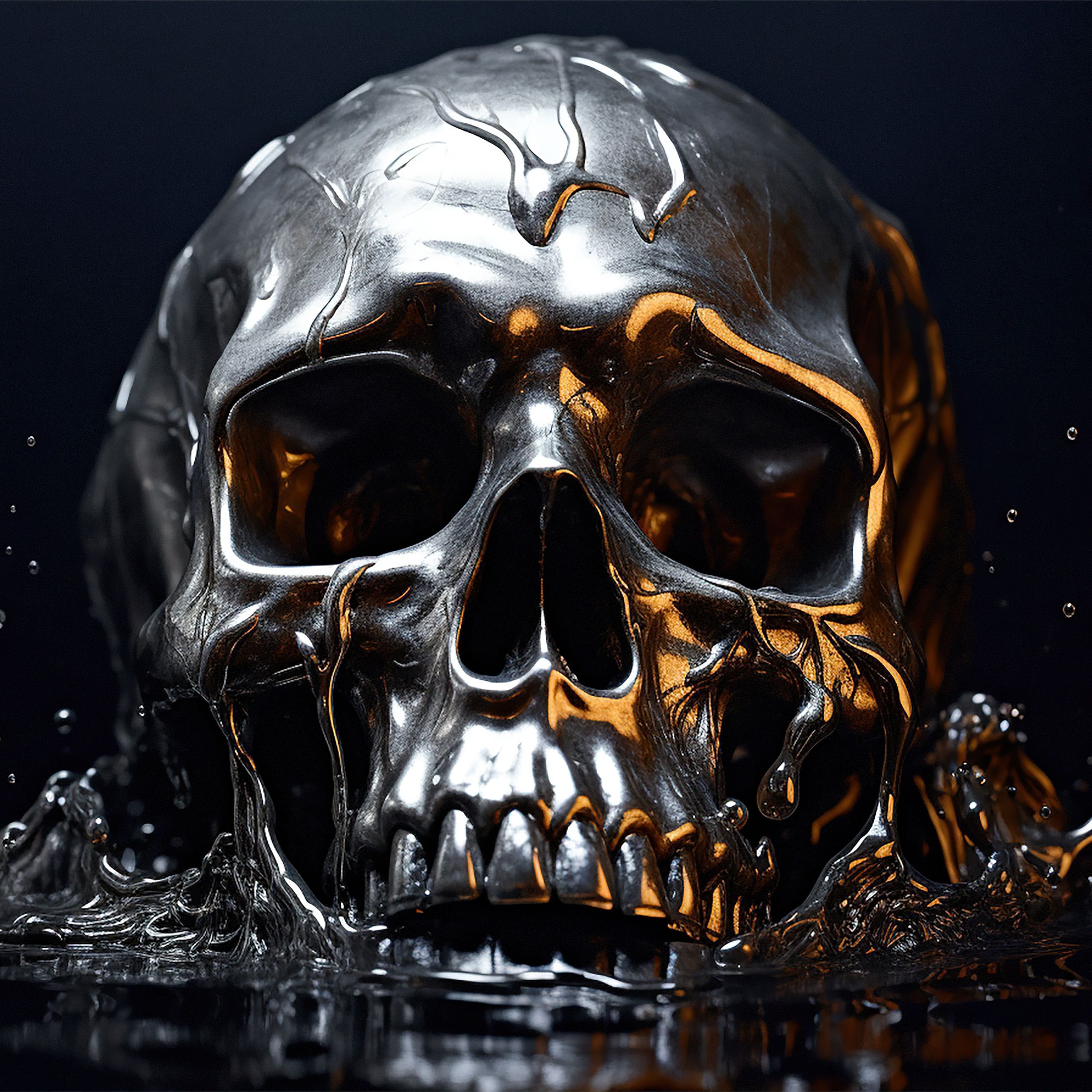 2560x2560 Skull Wallpaper 4K, Melting, AI art