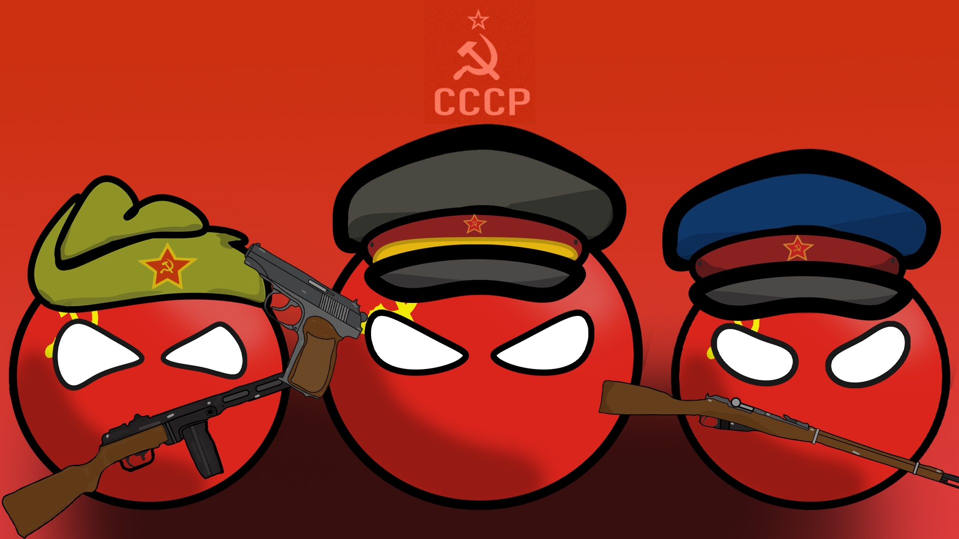 1920x1080 NKWD, countryballs, USSR, Soviet Army