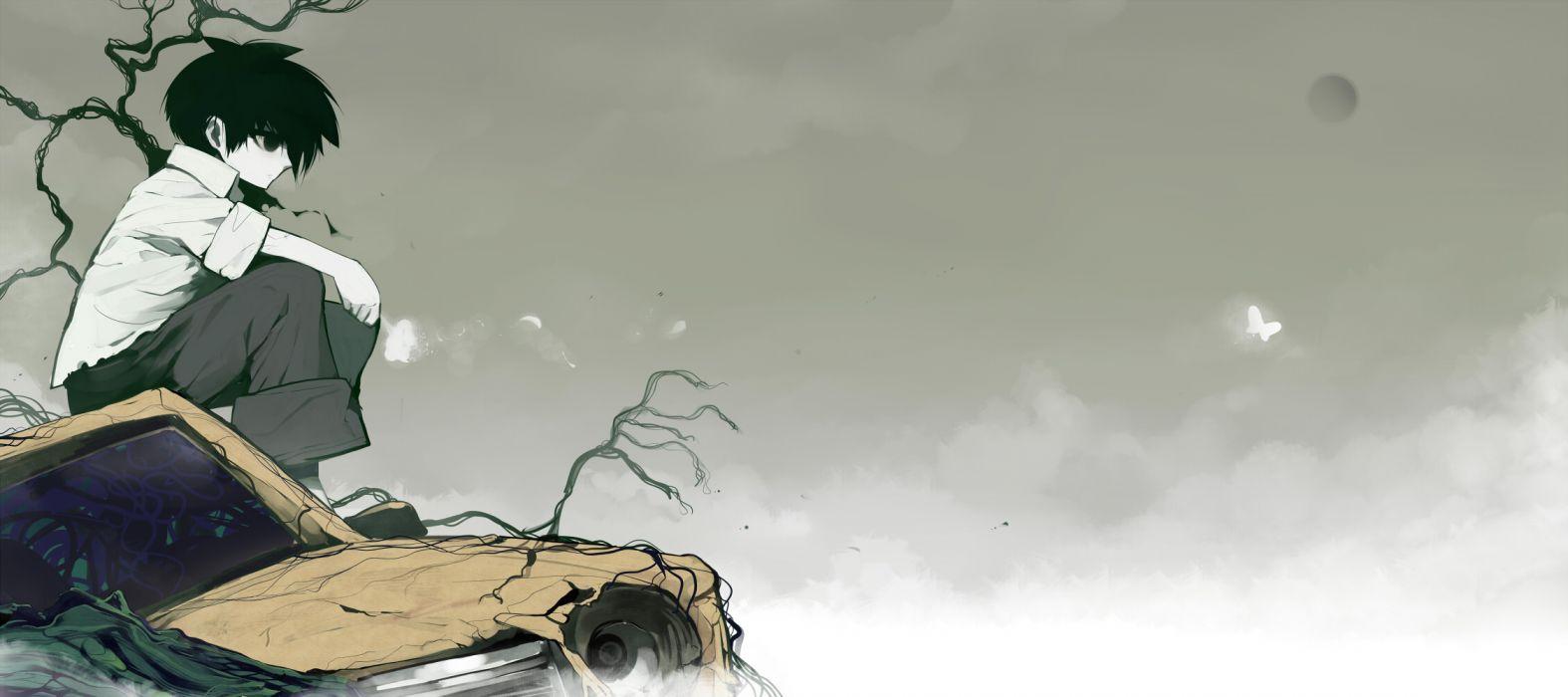 1575x700 Black eyes black hair car male mononoke (empty) moon