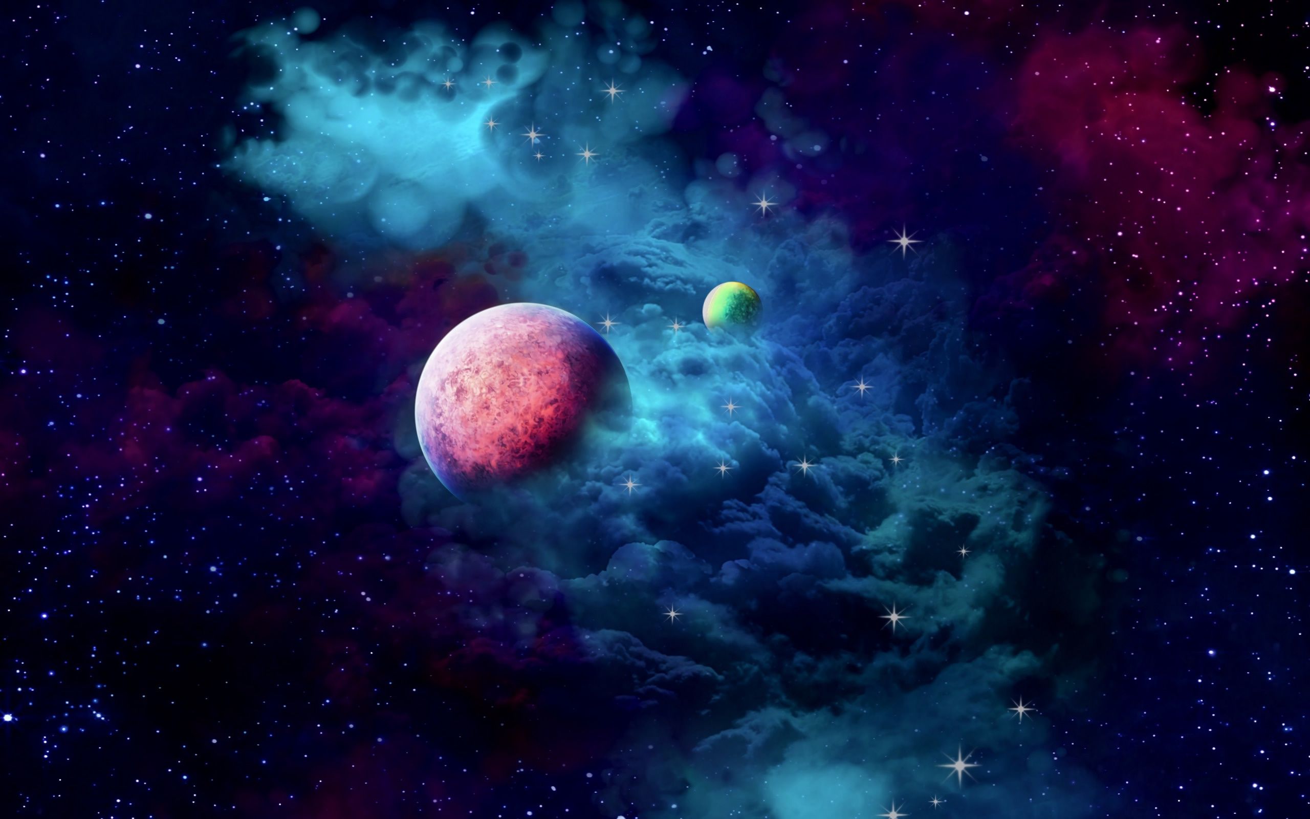 2560x1600 Wallpaper space, nebula, cloud, planets